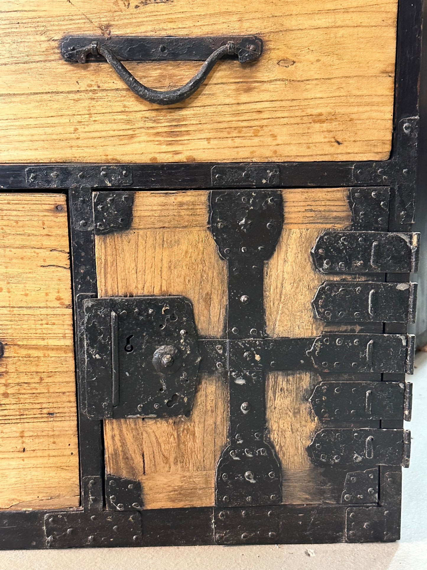 Antique Japanese Meiji Era c1890's Kannon Biraki Clothing Tansu Chest Sugi Wood 36"W