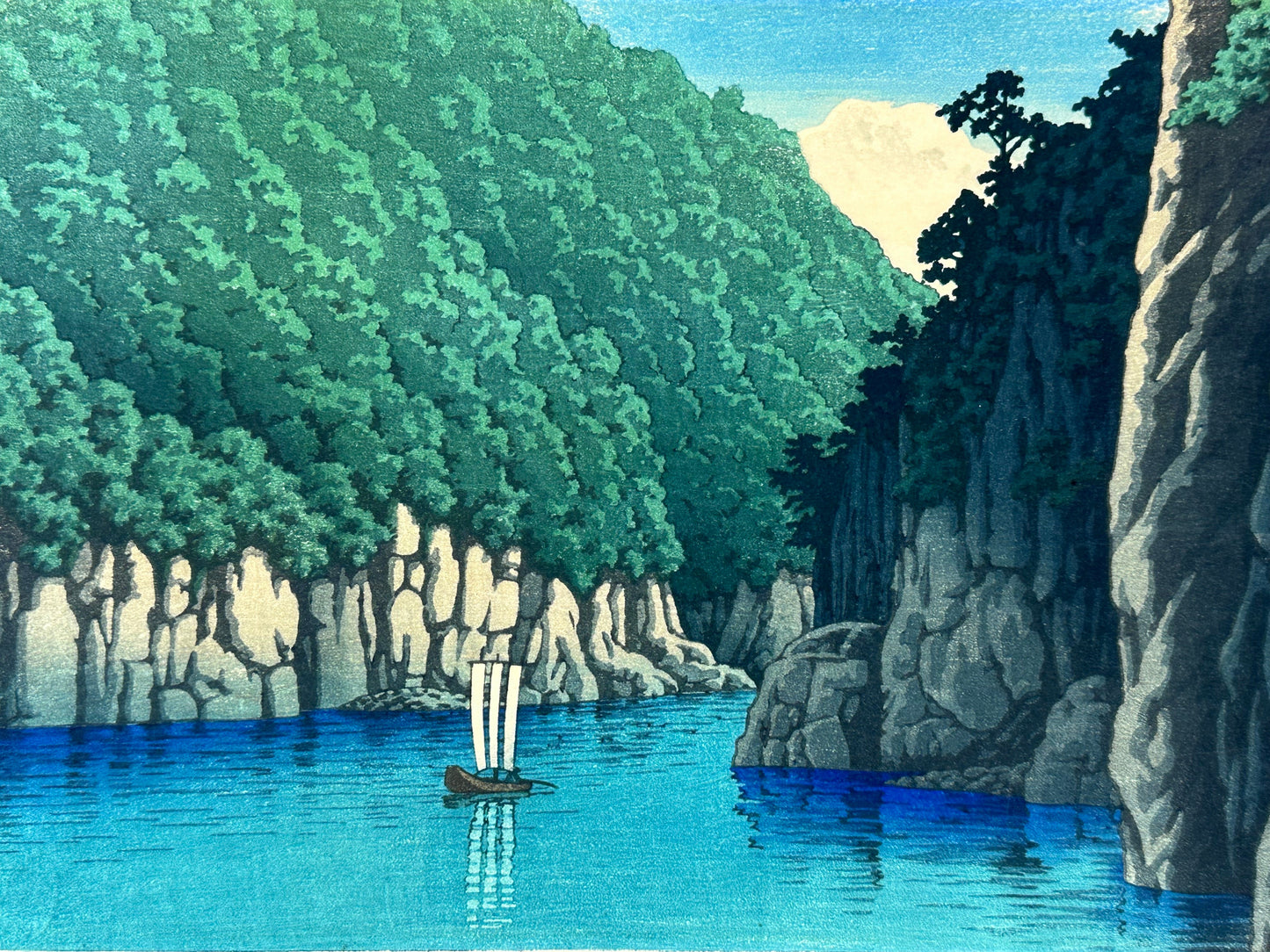 Kawase Hasui Giclee Woodblock Print "Calm at Kasaki" c1943 7"x10"