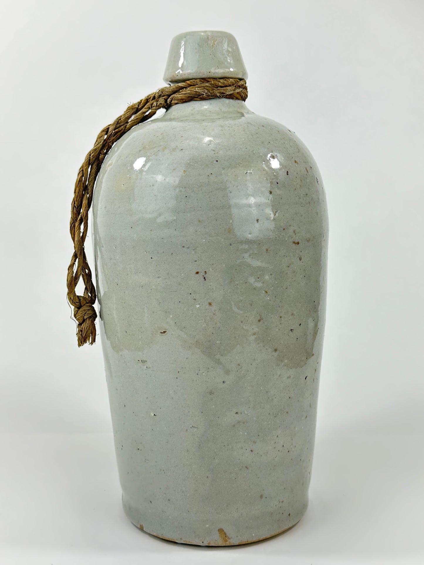 Antique Japanese 1800's Tokkuri Sake Jug Calligraphy Ceramic Vase 10"