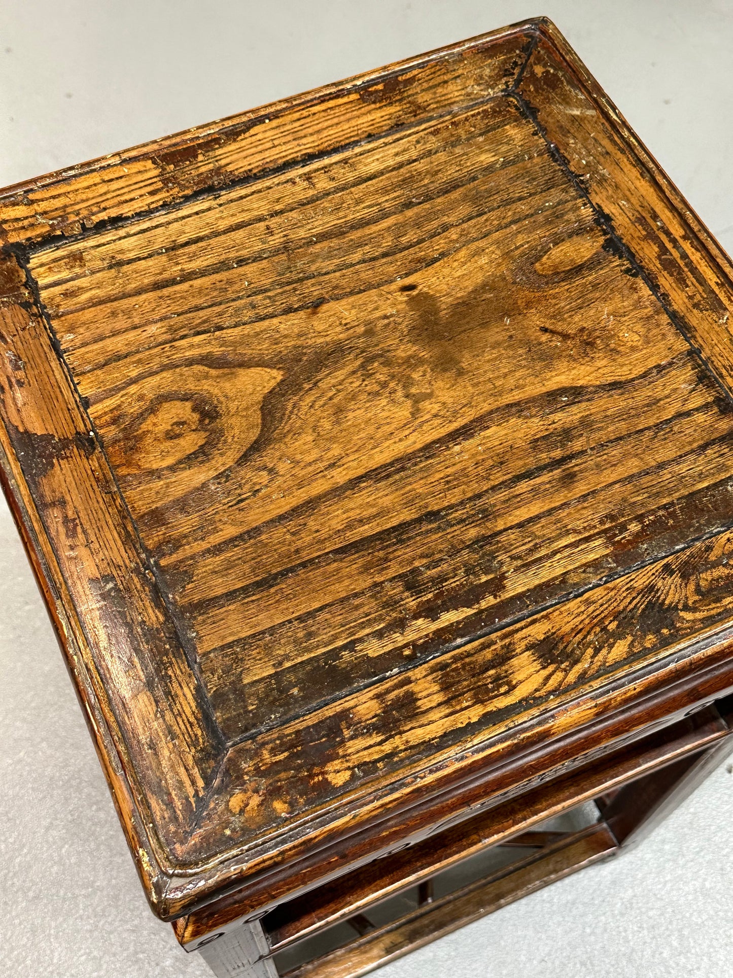 Antique Chinese Qing Dynasty 19thC Chow Table Cracked Ice Motif 18x18x31"