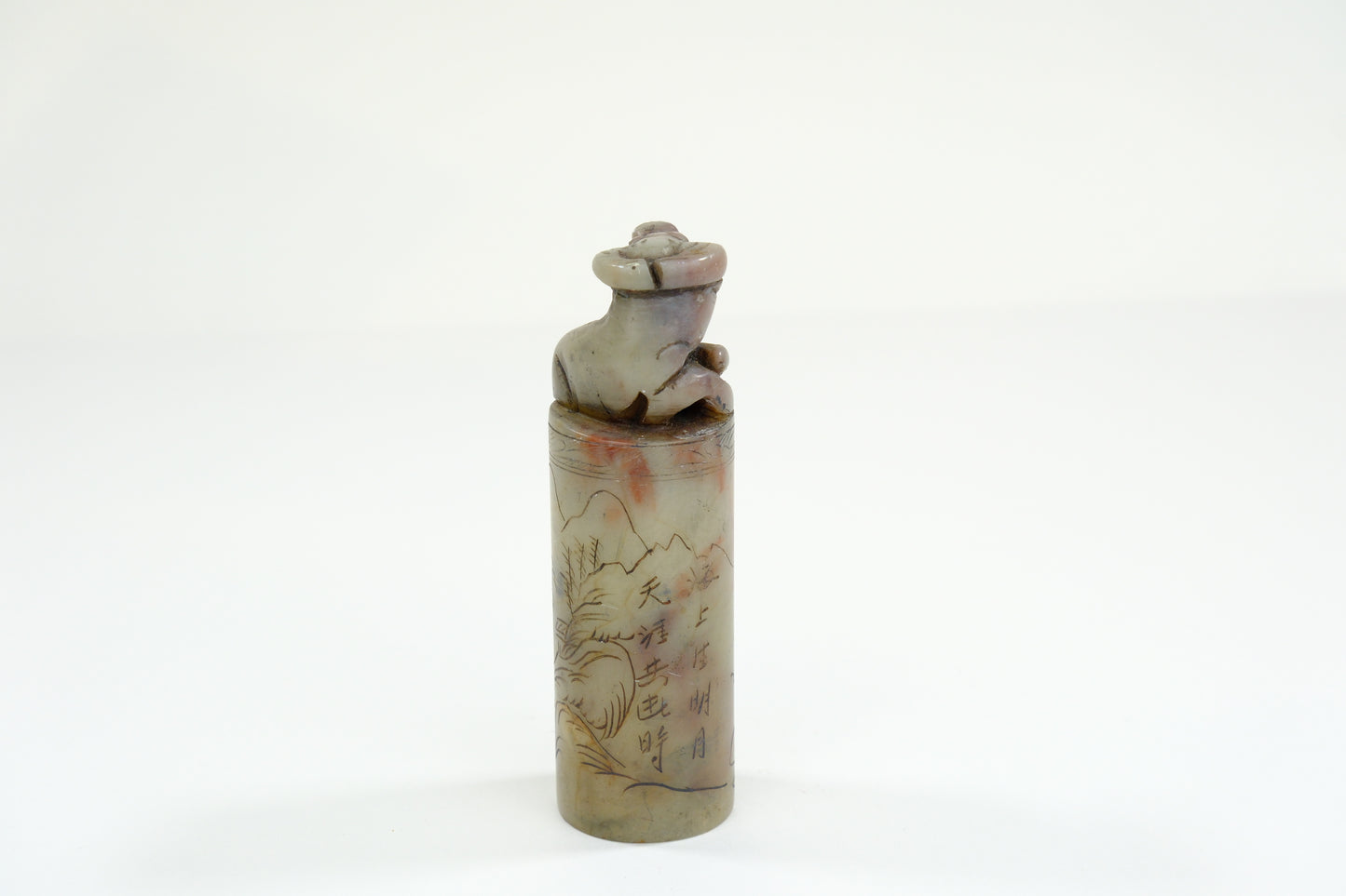 Vintage Chinese Handcarved Inkan Marble Stamp Zodiac Bull 3”
