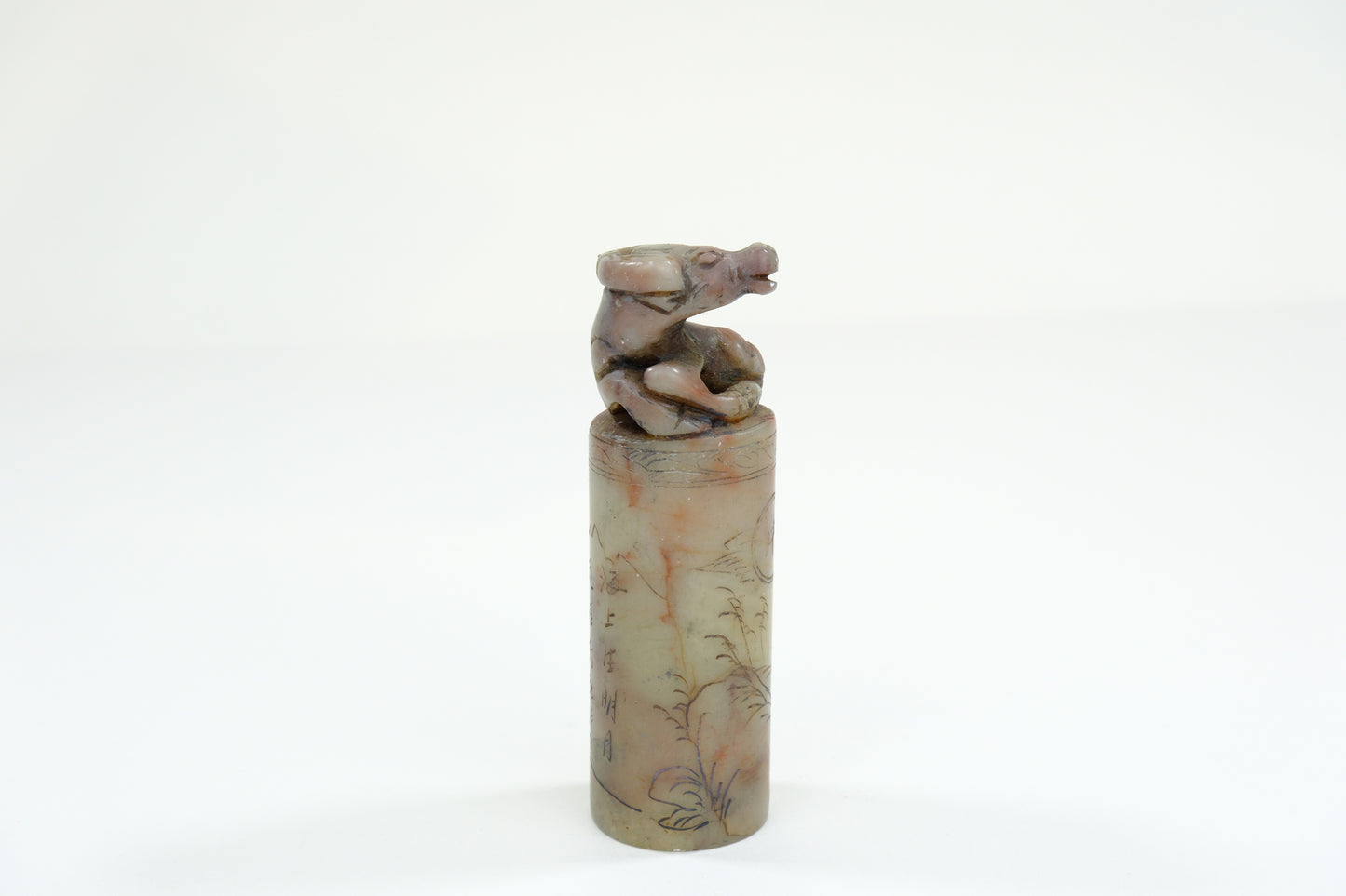 Vintage Chinese Handcarved Inkan Marble Stamp Zodiac Bull 3”