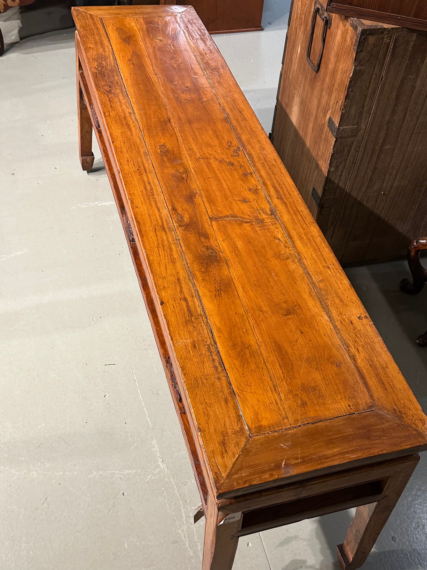 Antique Chinese Qing Dynasty Yumu Wood Bench 62"