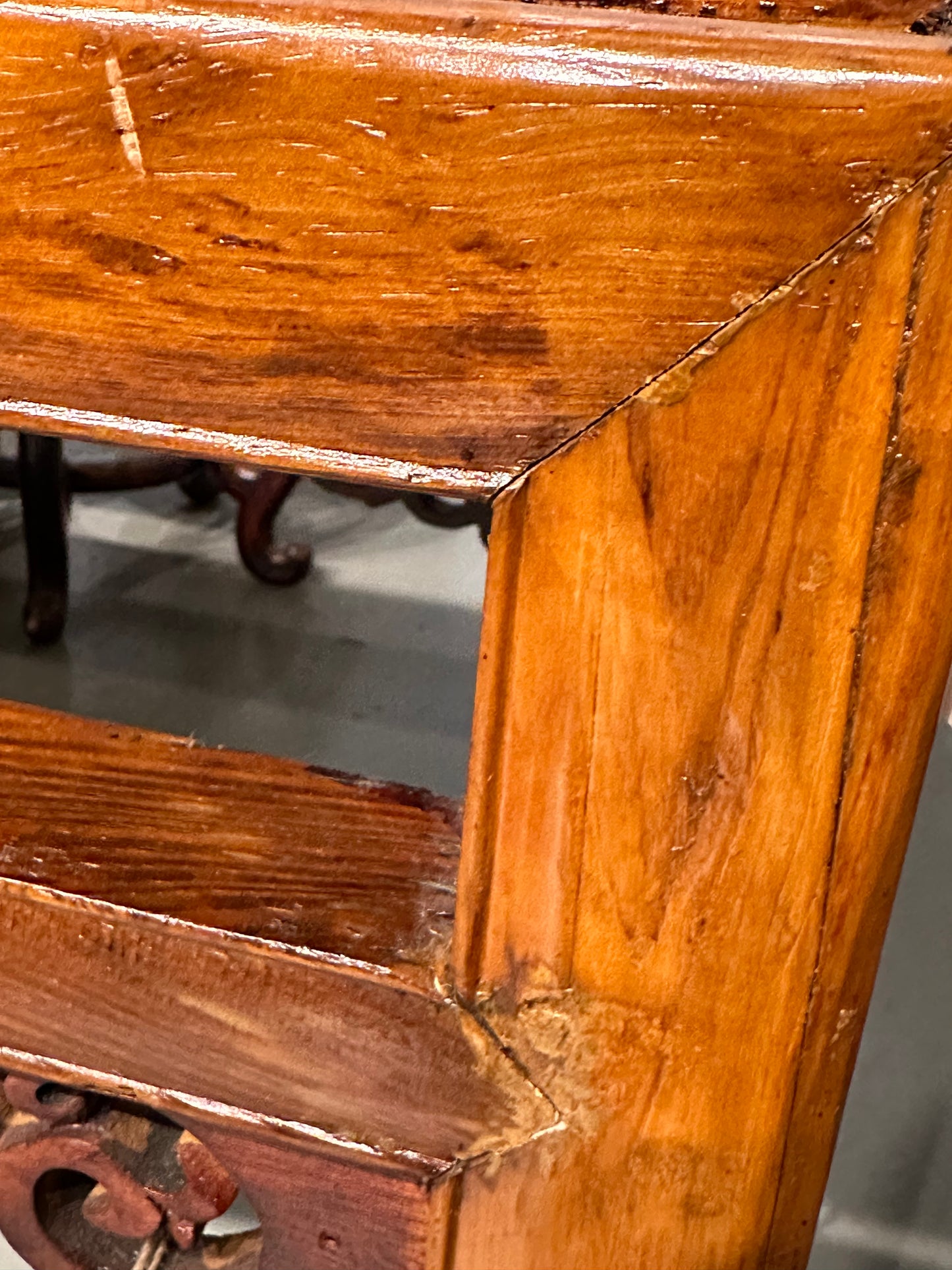 Antique Chinese Qing Dynasty Yumu Wood Bench 62"