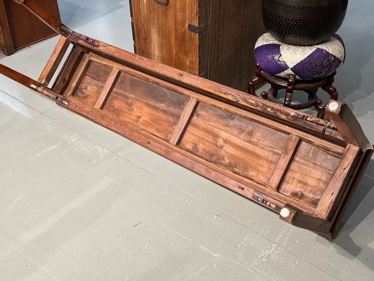 Antique Chinese Qing Dynasty Yumu Wood Bench 62"
