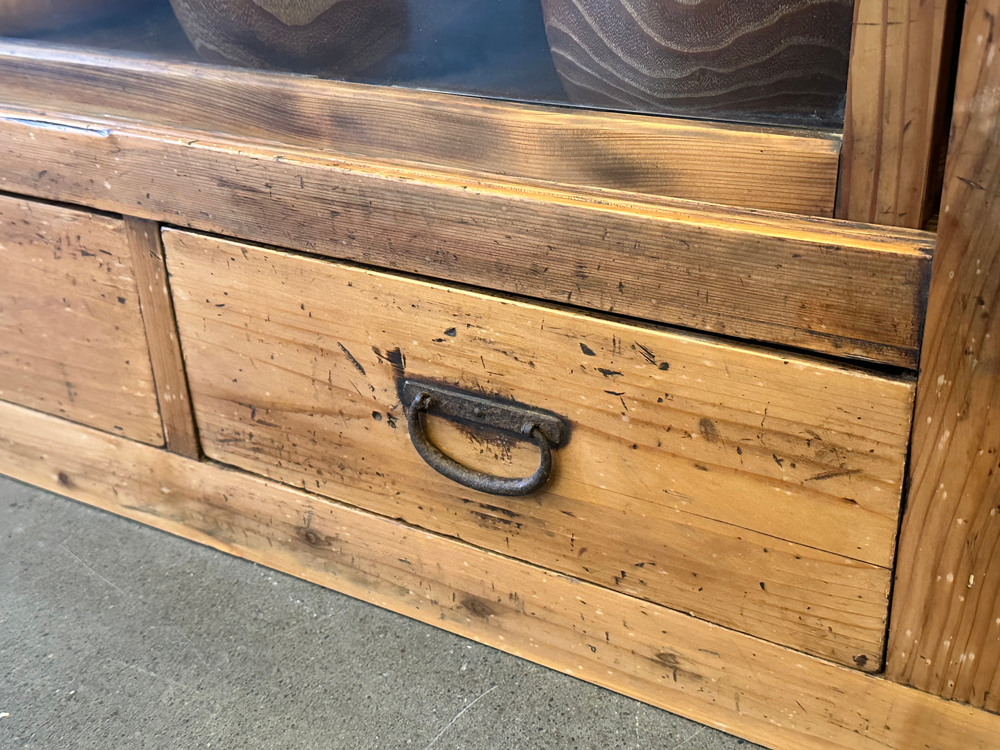 Antique Japanese Misedansu Display Tansu Sugi Wood Meiji c1890's 70"W