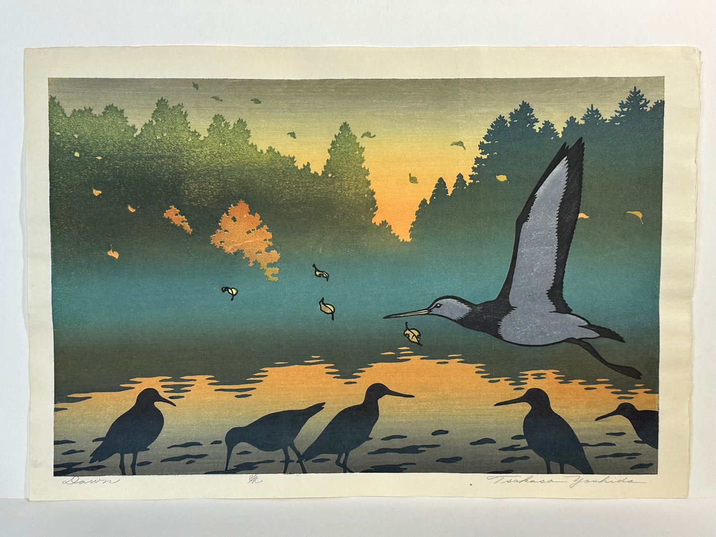 Vintage Japanese Original Tsukasa Yoshida Ukiyoe Woodblock Print "Dawn"
