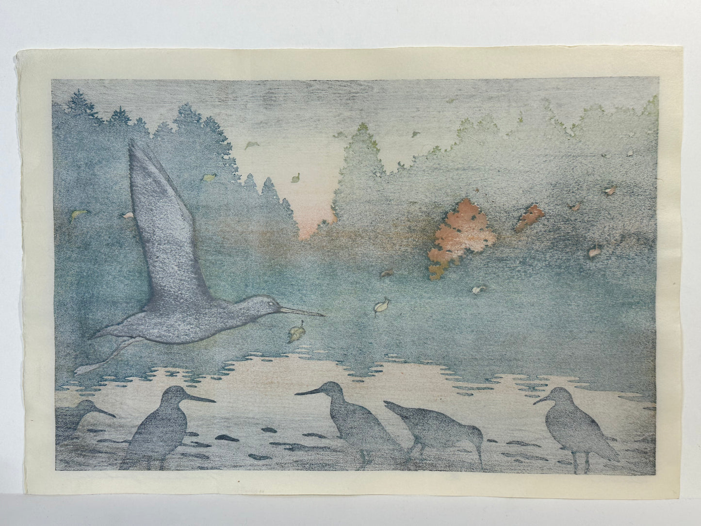 Vintage Japanese Original Tsukasa Yoshida Ukiyoe Woodblock Print "Dawn"