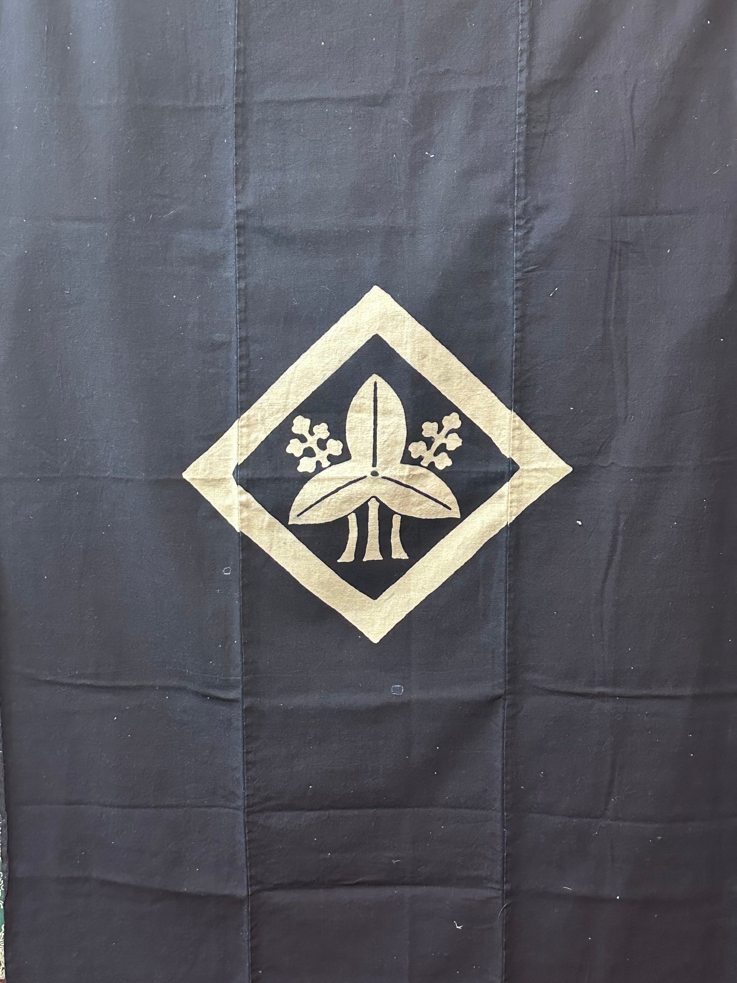 Antique Japanese 19th Century Textile Okodaka Crest - Tsutsugaki 37"x63” #100