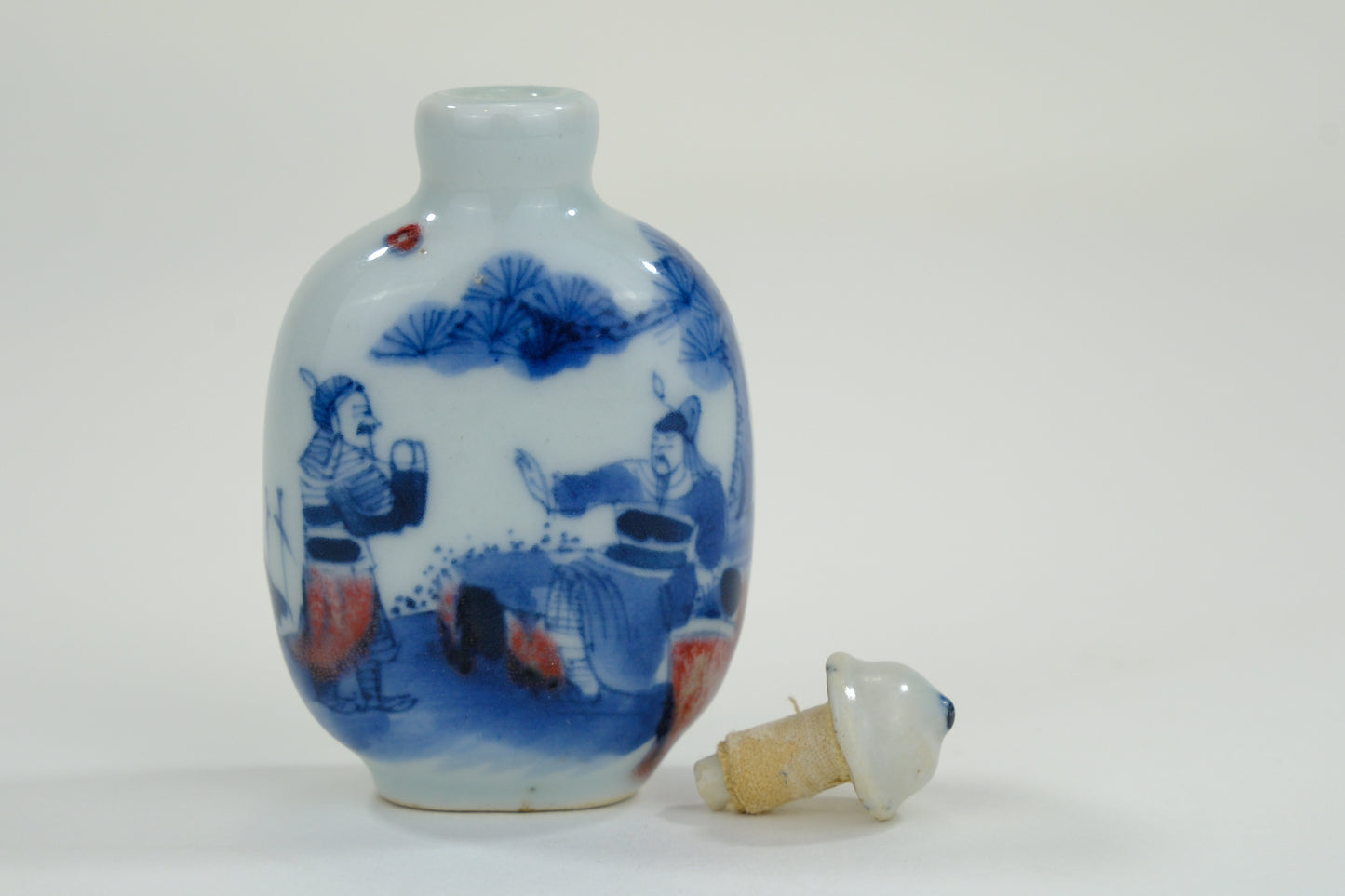 Vintage Chinese Porcelain Blue & White Snuff Bottle 3"