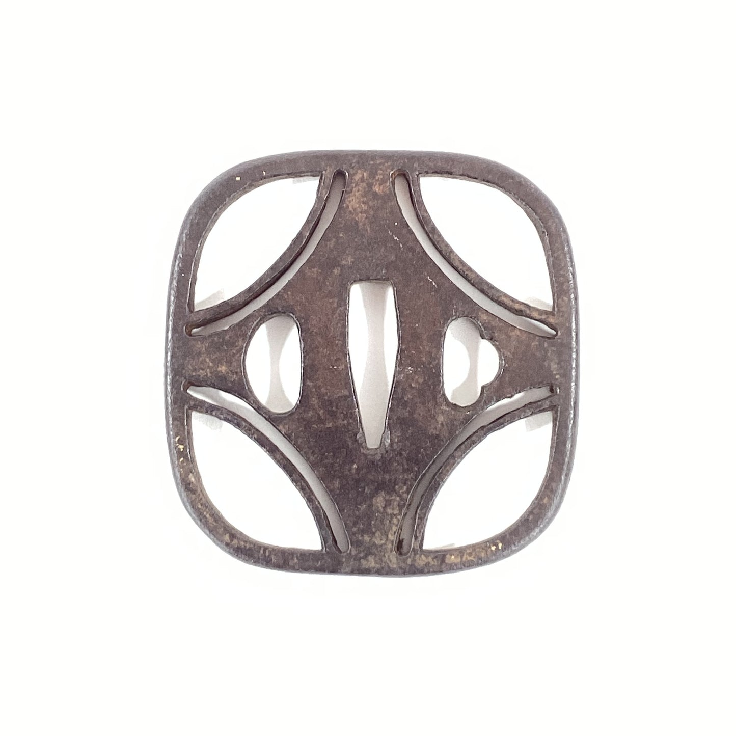 Antique Japanese Edo Period Iron Sukashi Tsuba Openwork Samurai Sword Guard Abstract