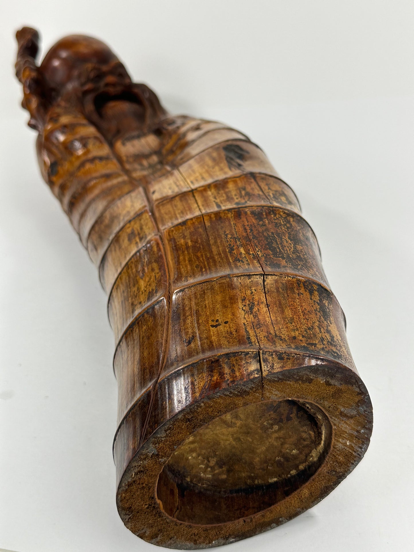Rare Japanese Carved Bamboo Root Statue of Jurojin 23”