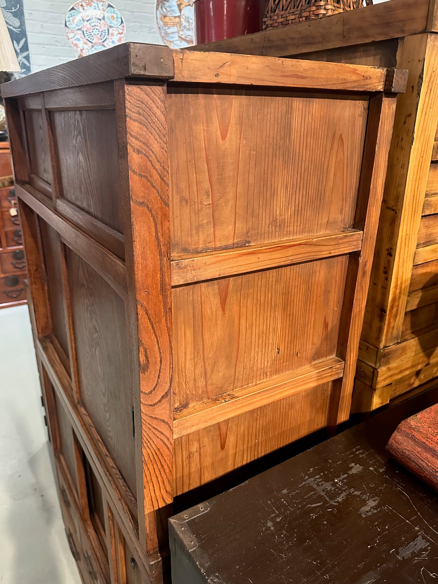 Antique Japanese Chobadansu Meiji Era Keyaki Elm Tansu Chest 35"W