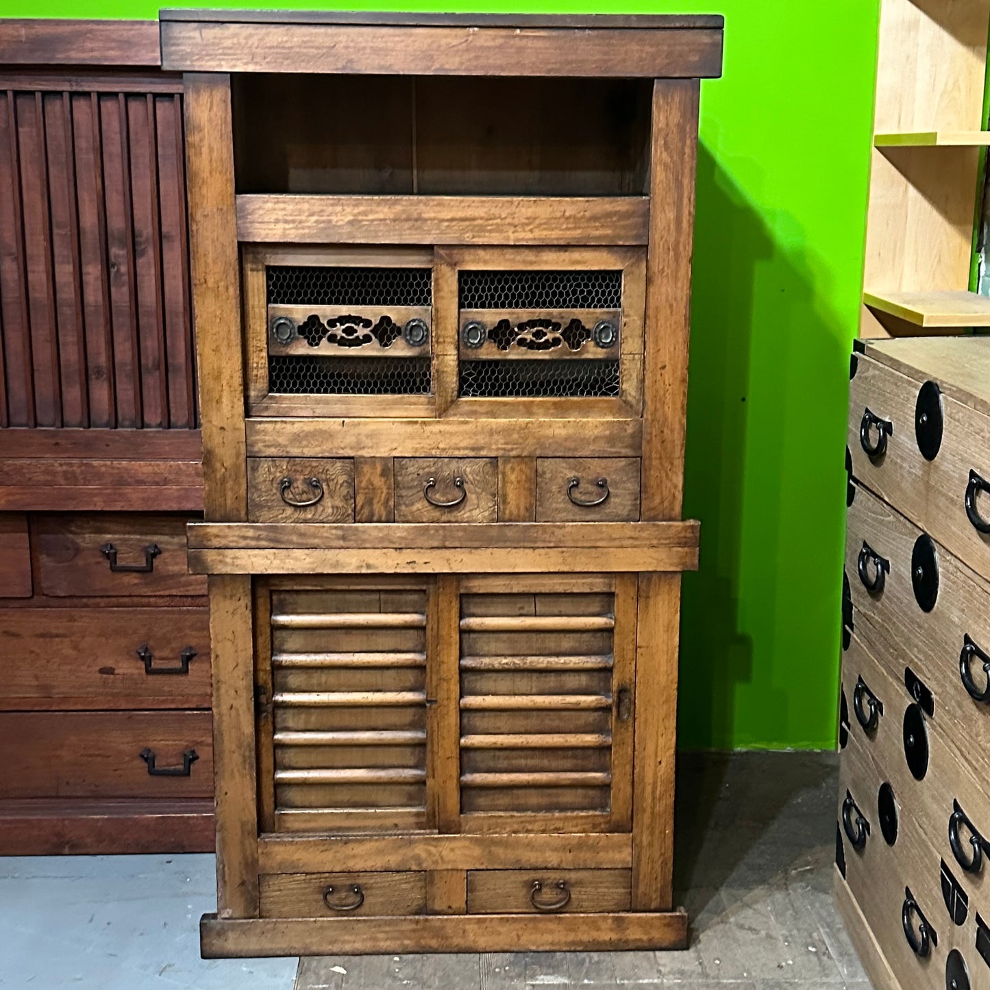 Antique Japanese Meiji Era Mizuya Kitchen Tansu 3ft