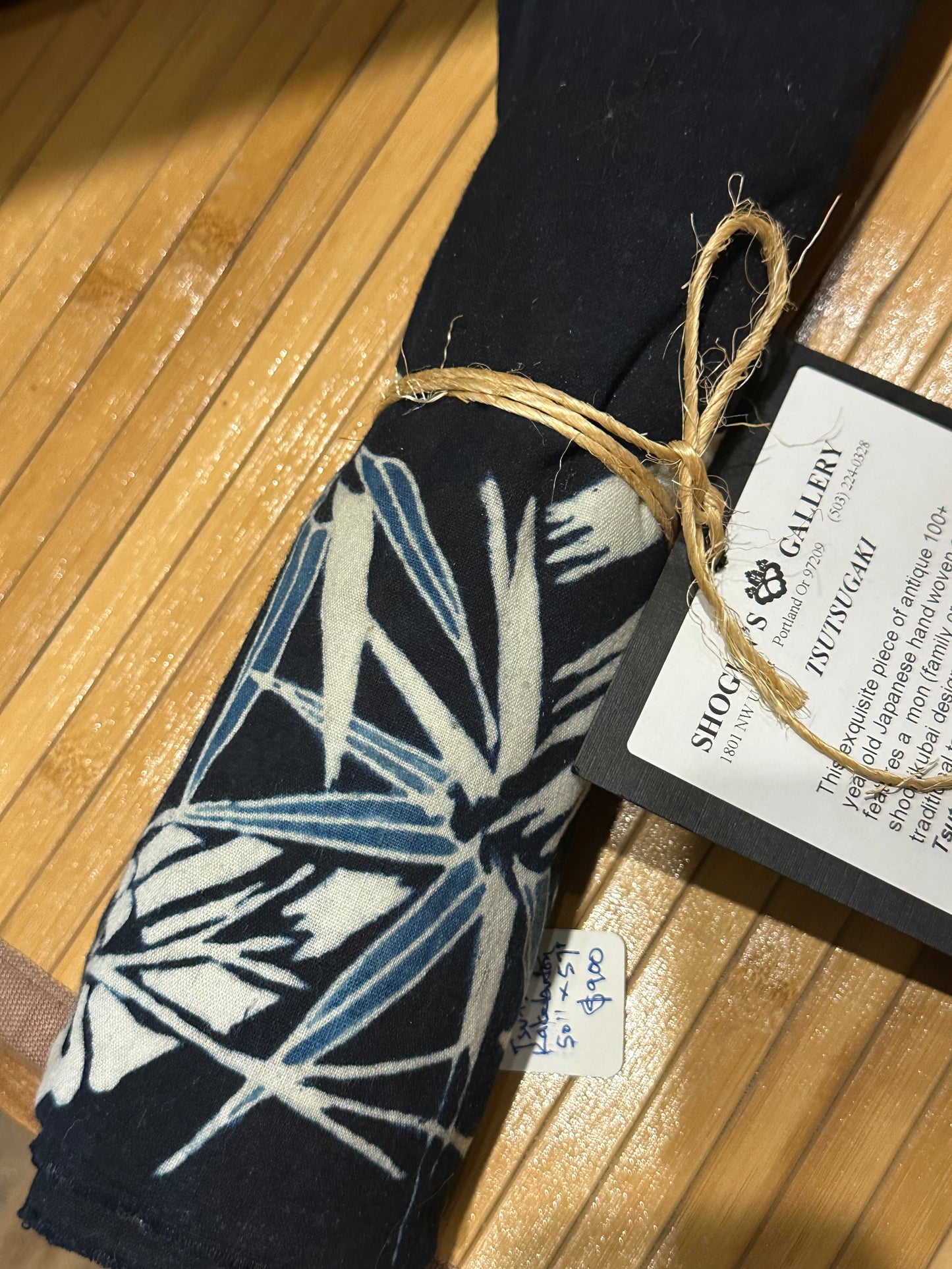 Antique Japanese 19th Century Textile Bamboo & Plum Tsutsugaki 50"x57" #28