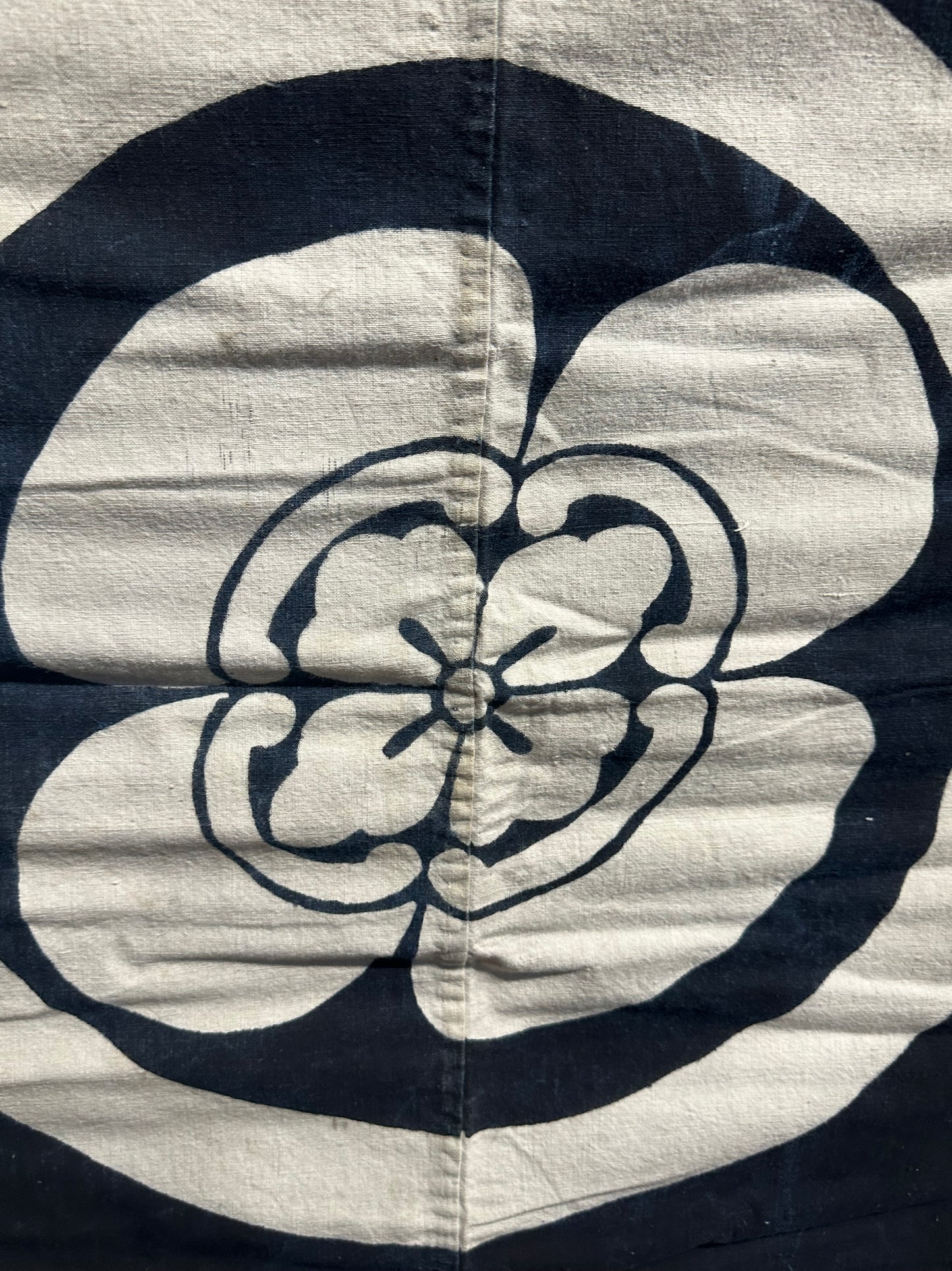 Antique Japanese 19th Century Textile Kamon Crest - Tsutsugaki 51"x53.5"