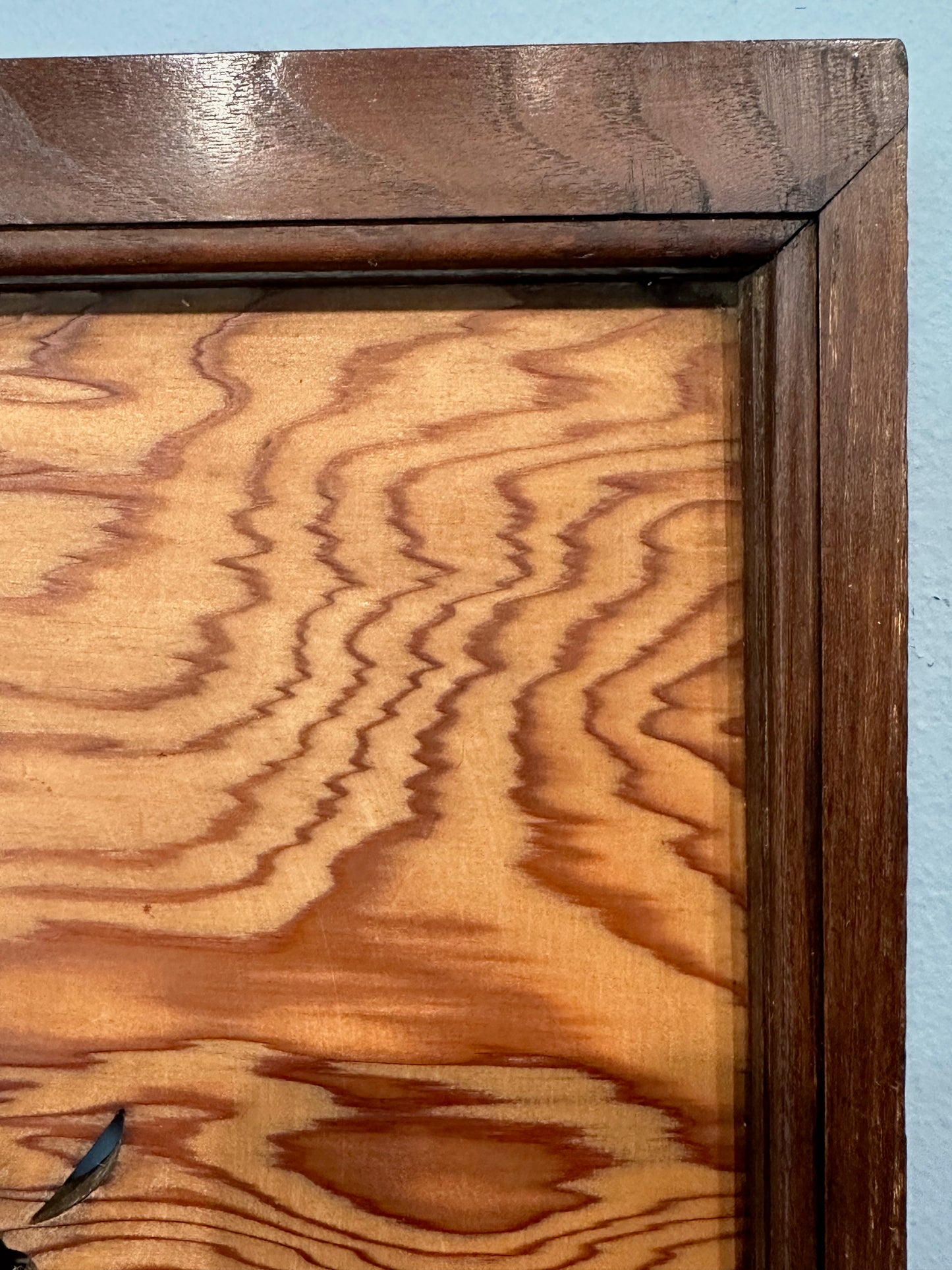Vintage Japanese Ranma Floral Motif Carved Transom Keyaki Wood Frame 73"