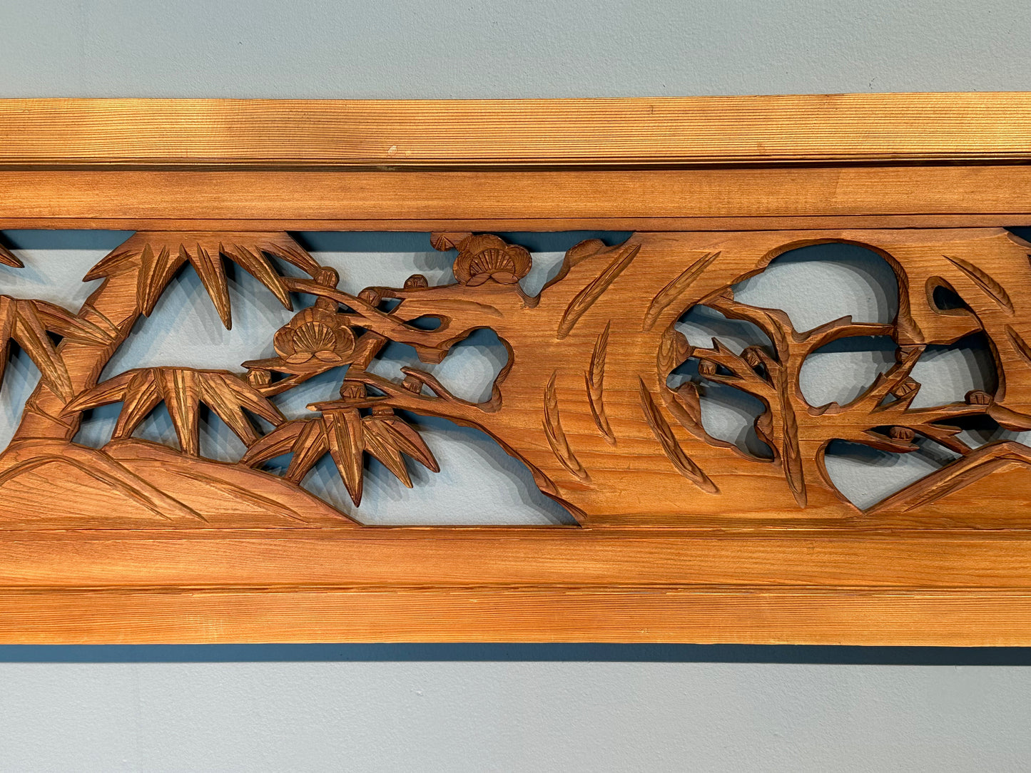 Vintage Japanese Ranma Bamboo-Pine-Plum (Shochikubai) Carved Transom 68"