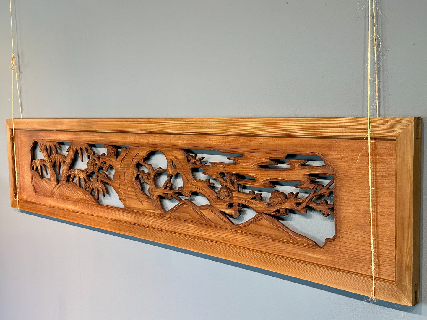 Vintage Japanese Ranma Bamboo-Pine-Plum (Shochikubai) Carved Transom 68"