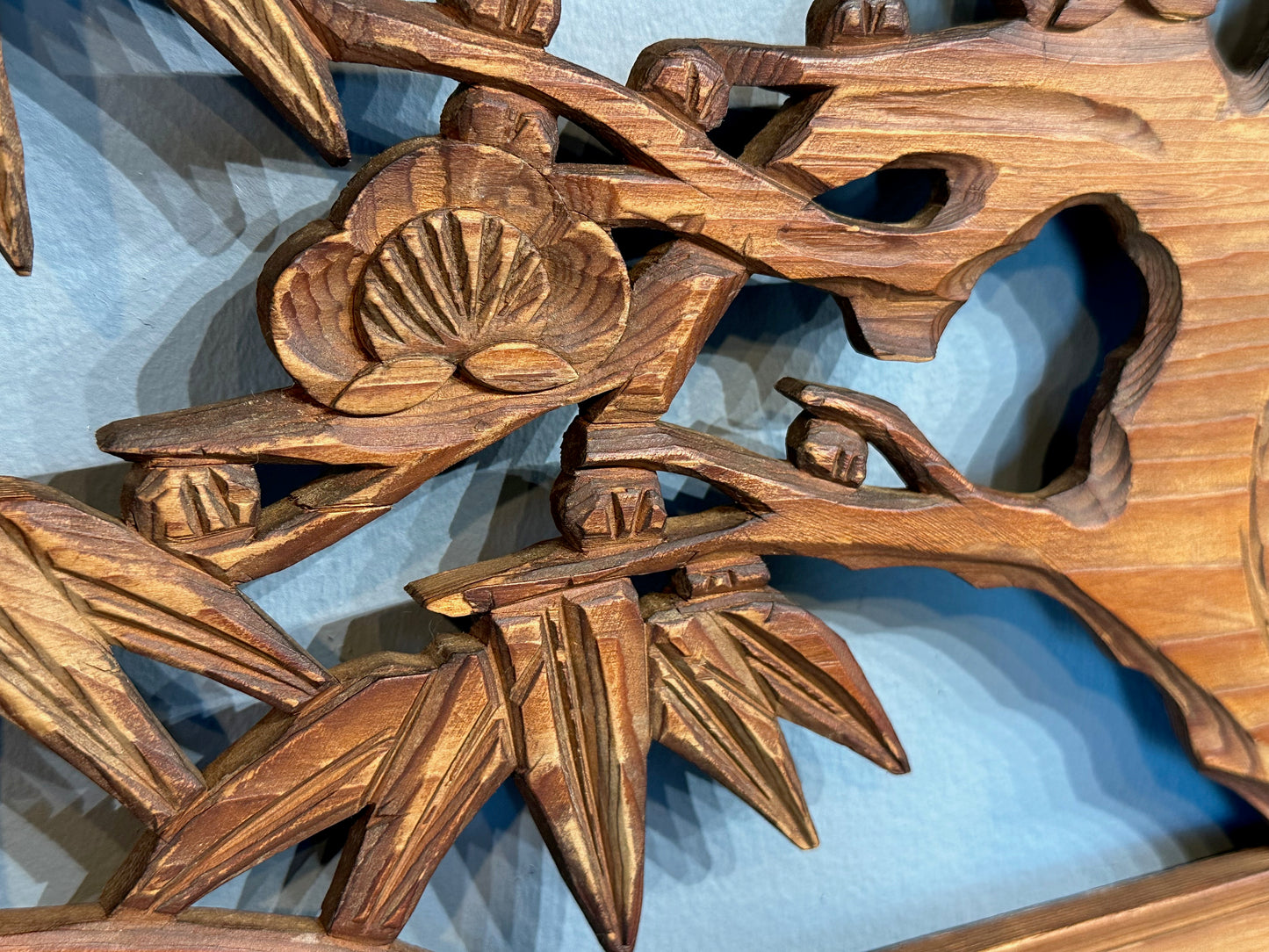 Vintage Japanese Ranma Bamboo-Pine-Plum (Shochikubai) Carved Transom 68"