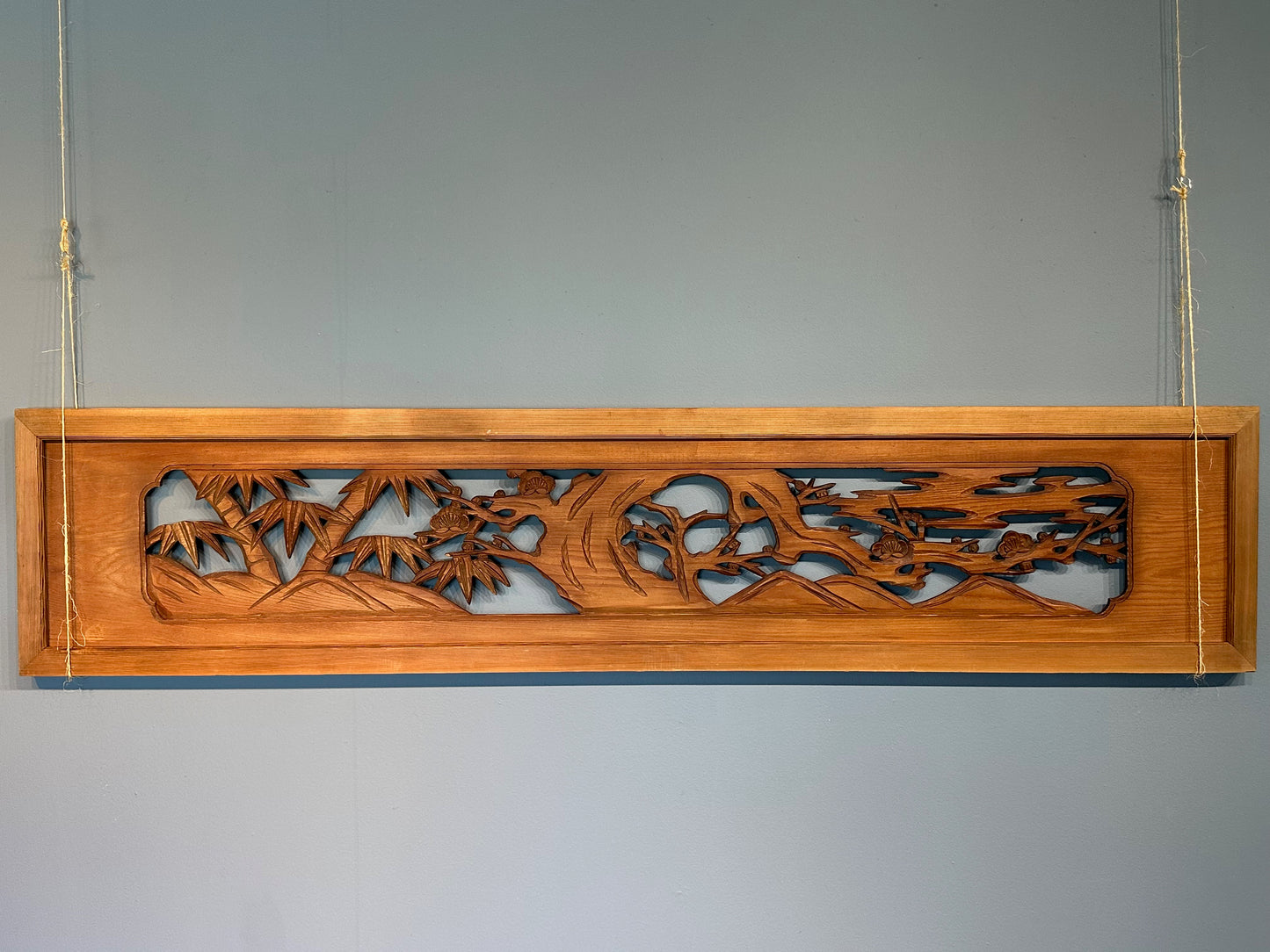 Vintage Japanese Ranma Bamboo-Pine-Plum (Shochikubai) Carved Transom 68"