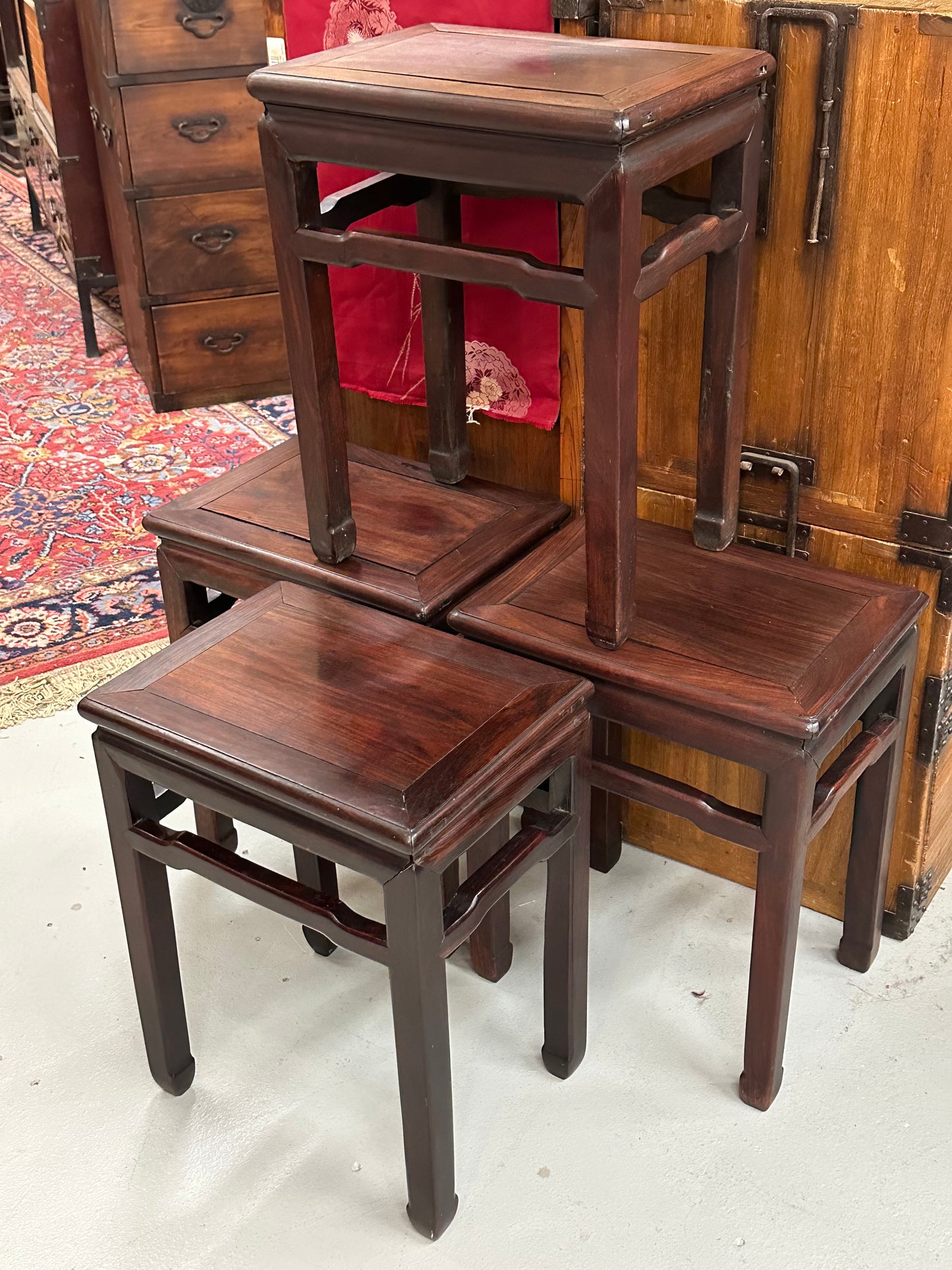 Antique Chinese Qing Dynasty Hongmu Hardwood Single Stool Available 20"H