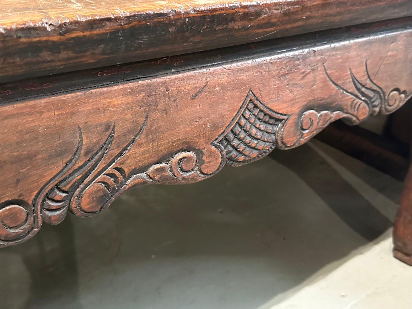 Antique Chinese 19th Century Farm House Bench 46"L