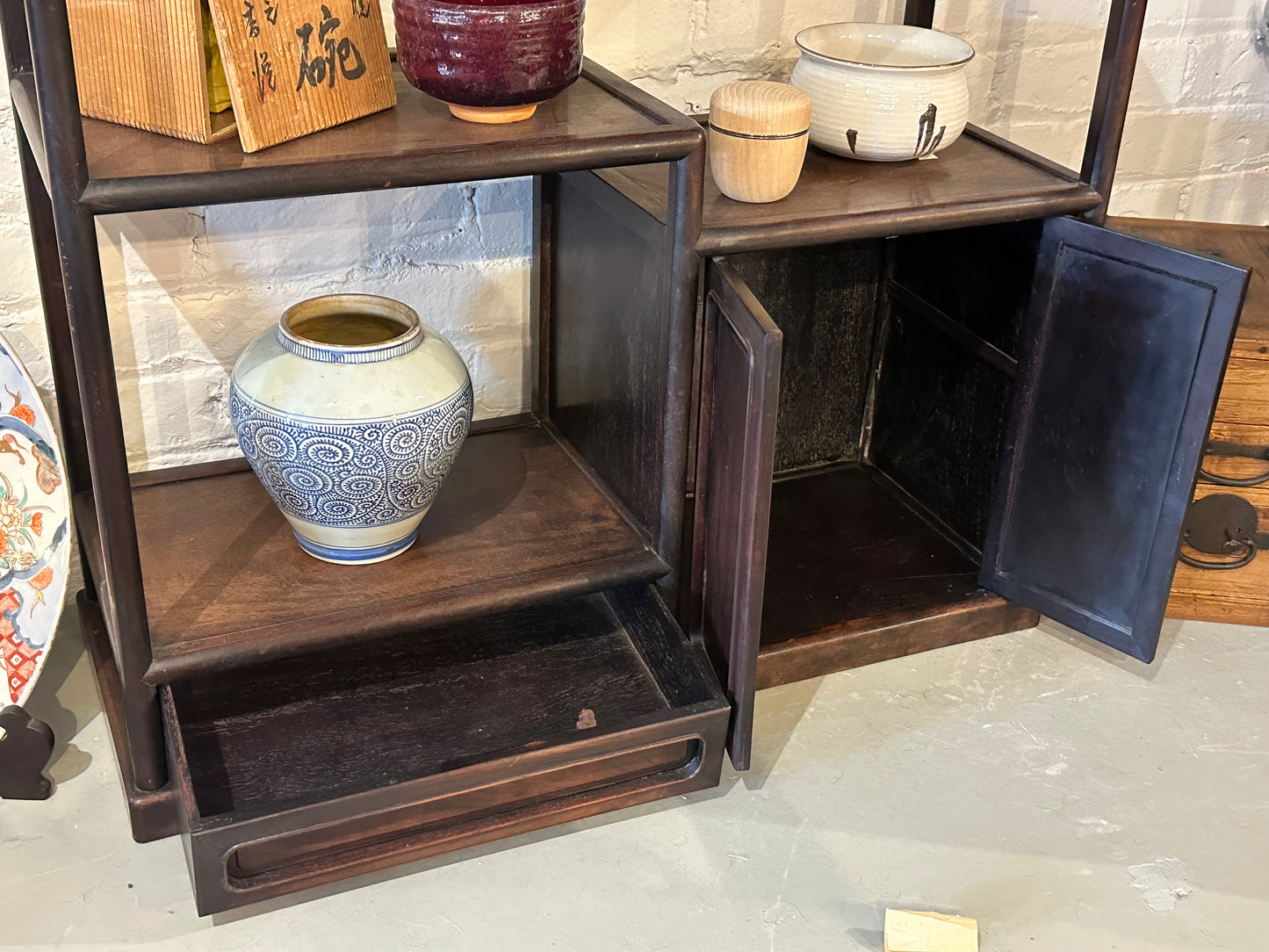 Antique Japanese Chadansu Tea Display Tansu Hongmu 36"H