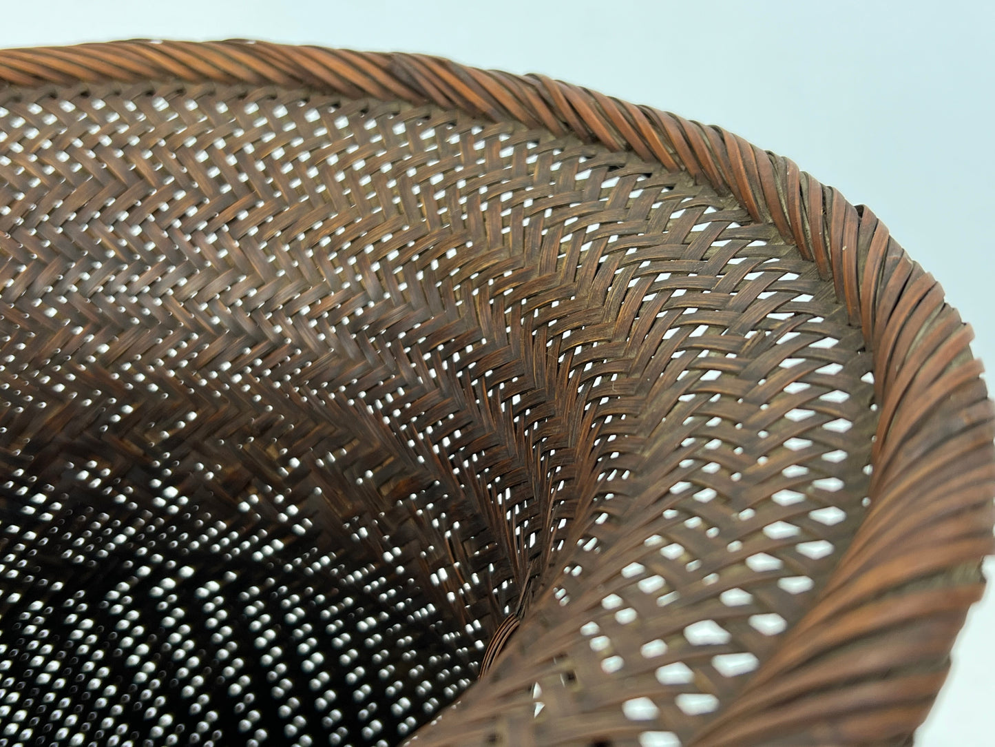 Antique Japanese Showa Era c1930's Bamboo Kago Ikebana Basket 10"