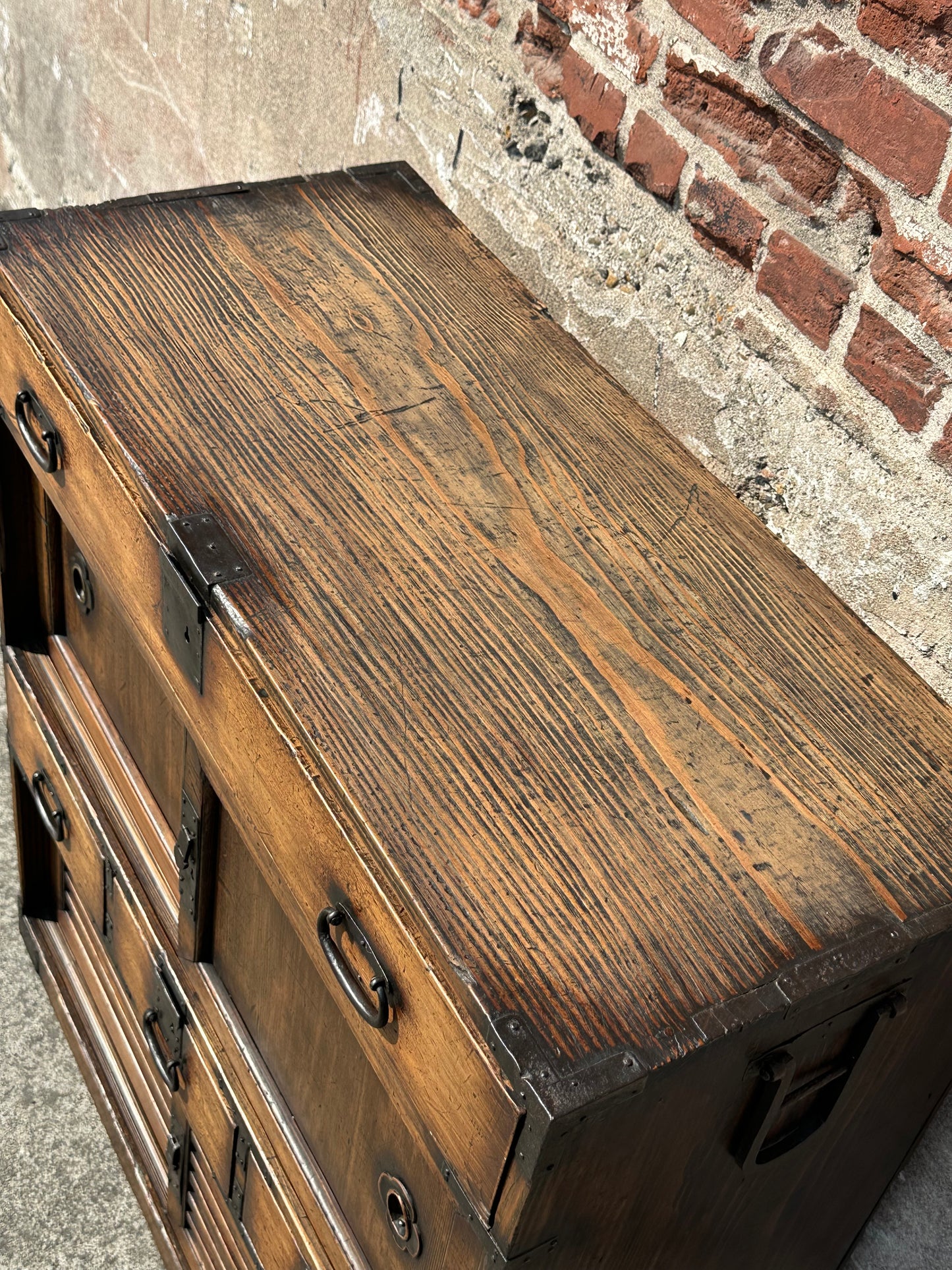 Antique Japanese Meiji Era (1868-1912) Chobadansu Document Chest 4 Drawer 37"H
