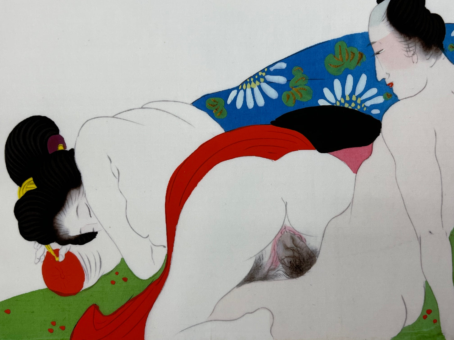 Shunga Japanese Erotic Art Giclee Print Hand Painting on Silk 10.25"x8" #24