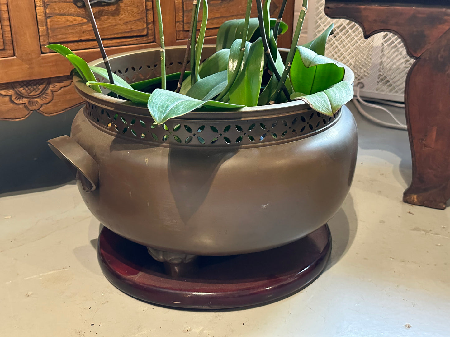 Vintage Japanese Bronze Hibachi Brazier Large 17" Planter