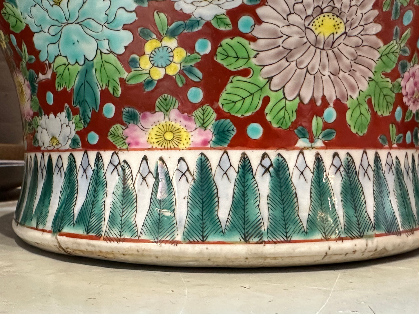 Japanese Hibachi Signed & Dated 1939 Ceramic Imari Hibachi Brazier Pot Planter 11"