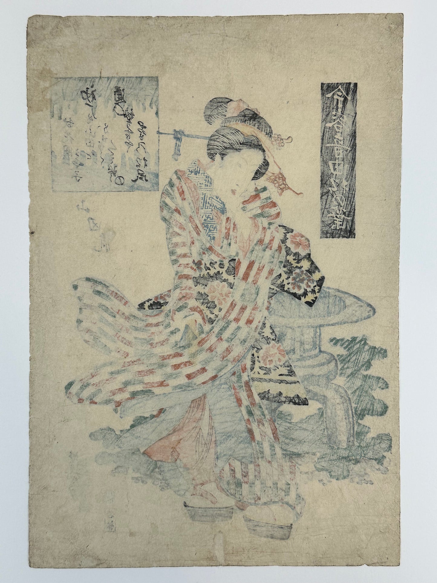 Original Japanese Woodblock Print: By Eisen (1790-1848) Beauty Print Bijinga