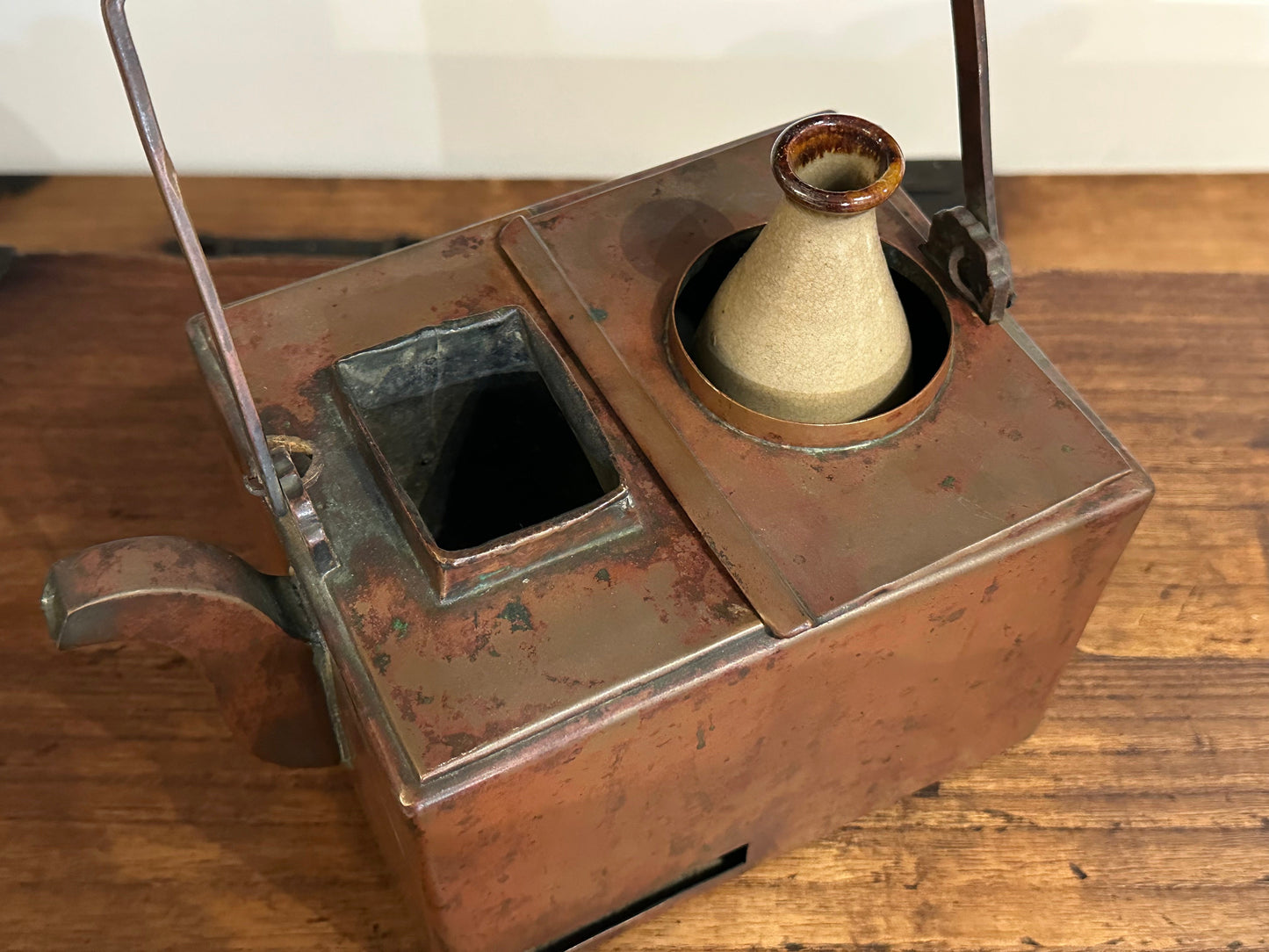 Antique Japanese Copper Kandouko Sake Tokkuri Warmer 9.5"