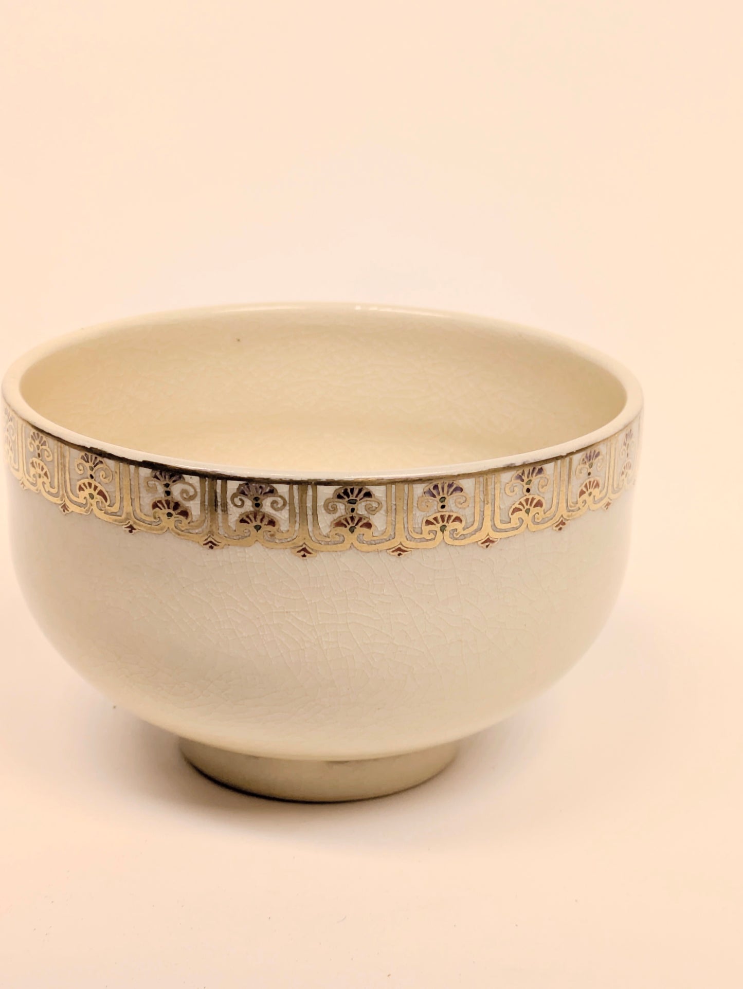 Vintage Japanese Chawan Tea Ceremony Bowl Ceramic 4.25" w/ Kiri Wood Box