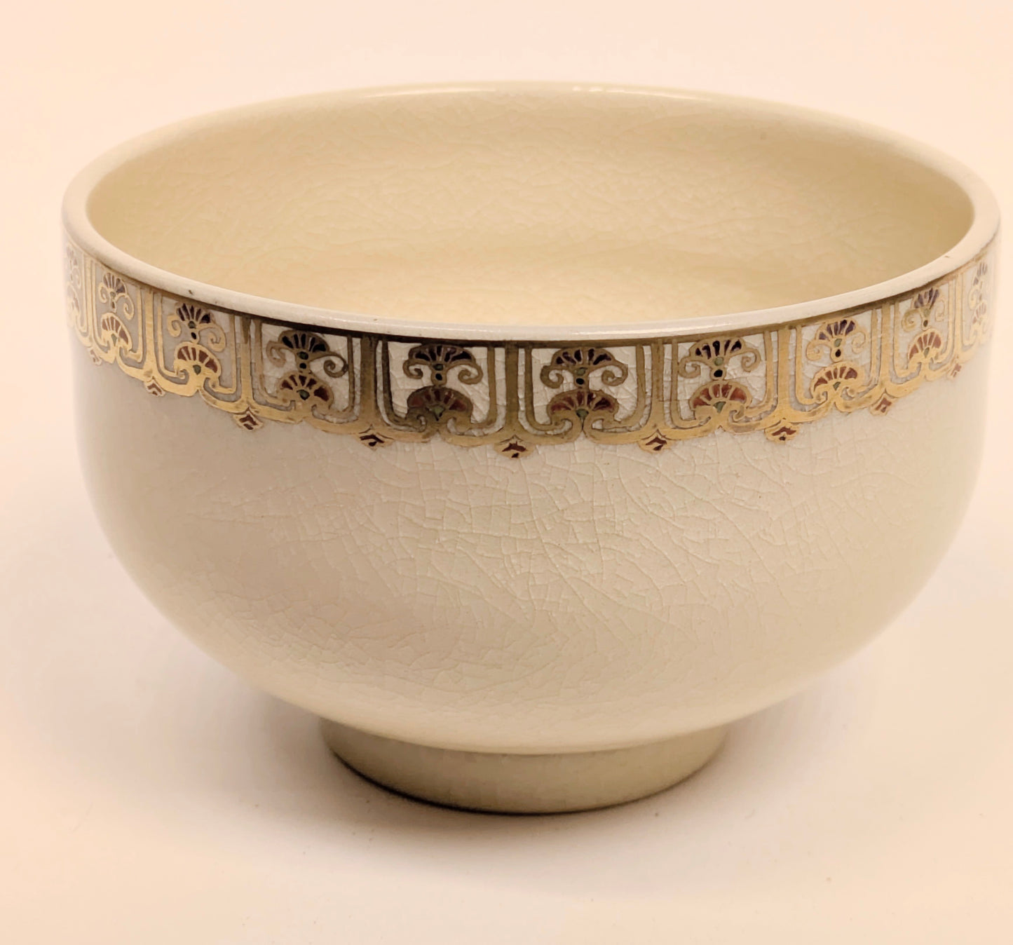 Vintage Japanese Chawan Tea Ceremony Bowl Ceramic 4.25" w/ Kiri Wood Box