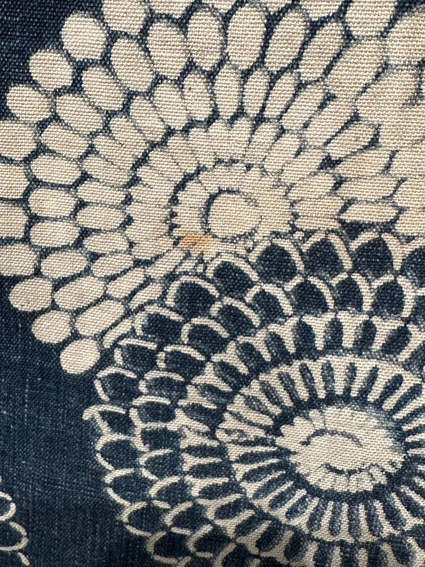 Antique Japanese 19th Century Textile - Katazome Indigo ~14"W Kiku