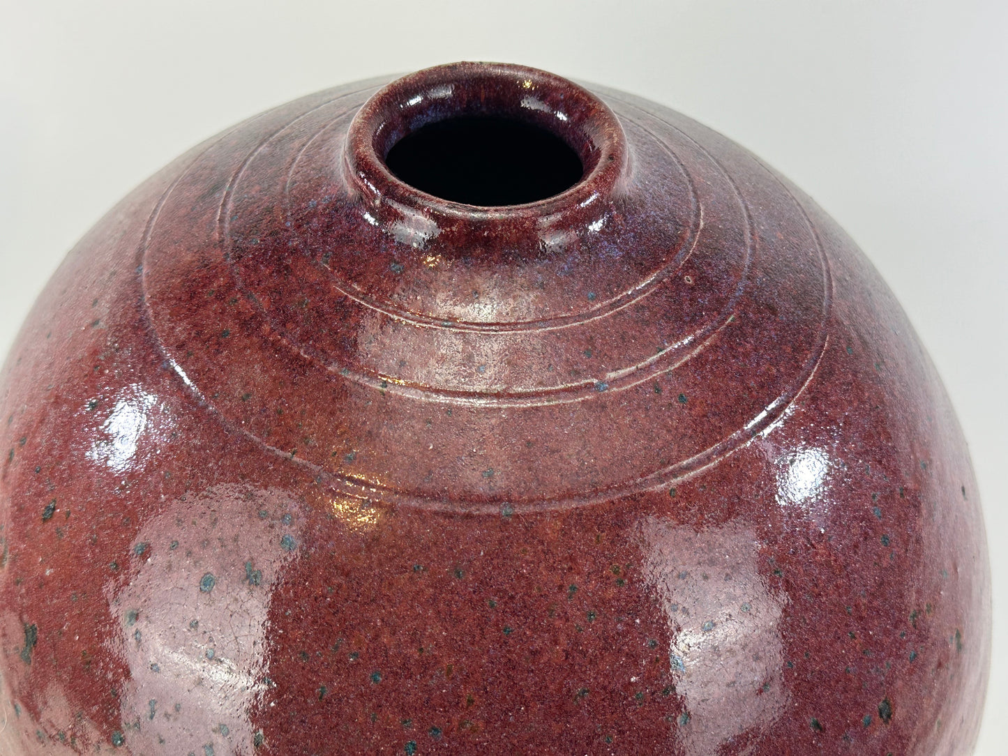 Vintage Japanese Hand Thrown Vase Beautiful Red-Purple Vase 11"