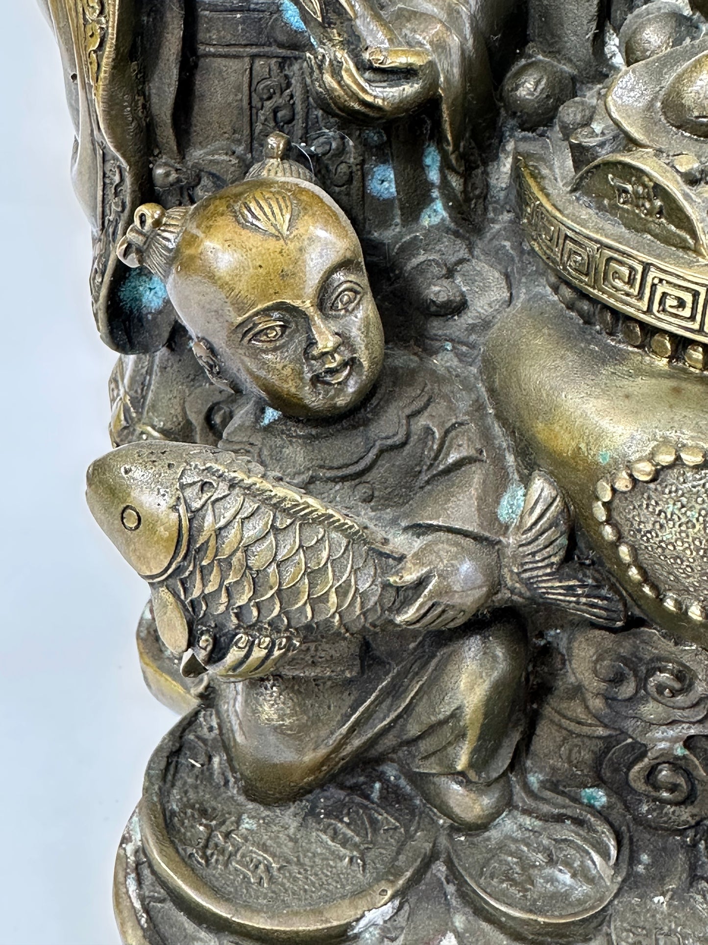 Vintage Chinese Bronze Statue Fu Lu Shu or San Xing 10"H