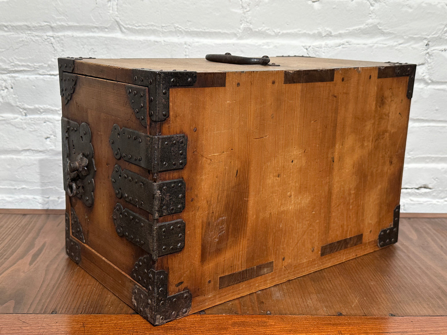 Antique Japanese Late Edo Era 3 Drawer Funadansu Sugi & Iron 16.5"