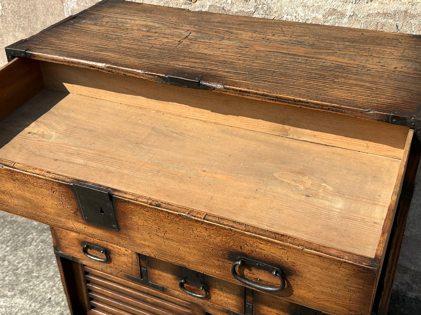 Antique Japanese Meiji Era (1868-1912) Chobadansu Document Chest 4 Drawer 37"H