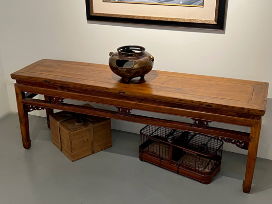 Antique Chinese Qing Dynasty Yumu Wood Bench 62"