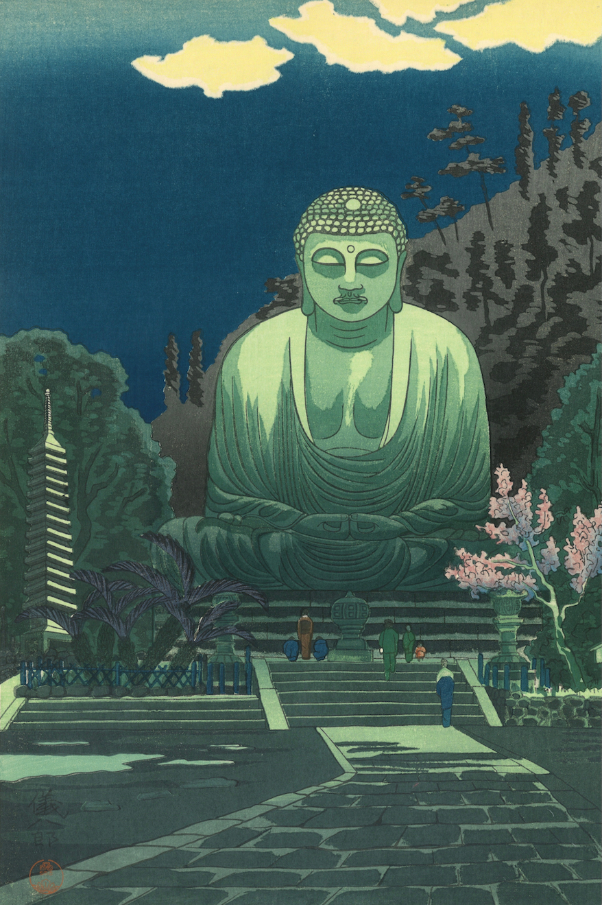 Giclée Repro of Great Buddha of Kamakura Okuyama Gihachirō 1943 Woodblock Print