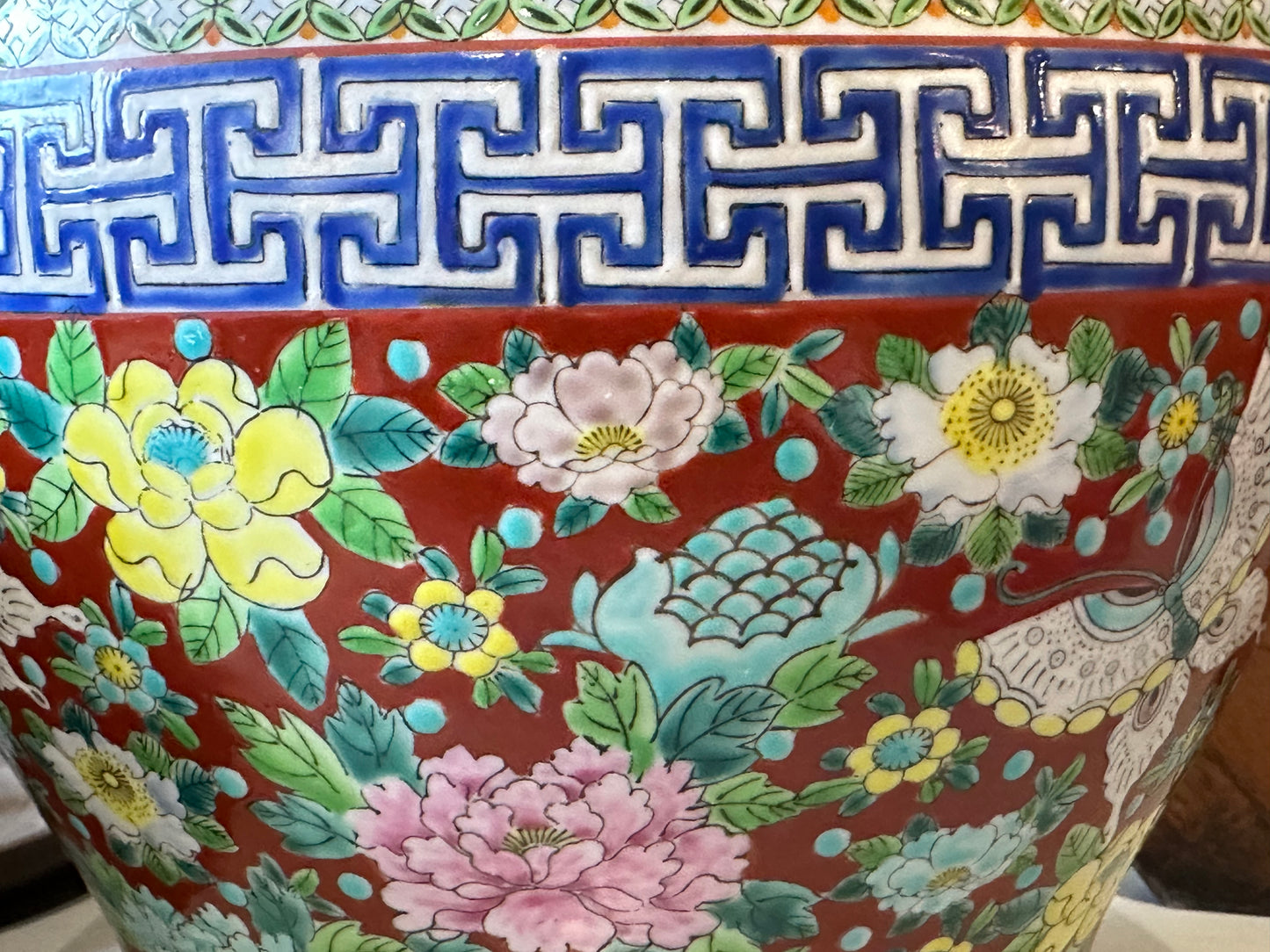 Japanese Hibachi Signed & Dated 1939 Ceramic Imari Hibachi Brazier Pot Planter 11"