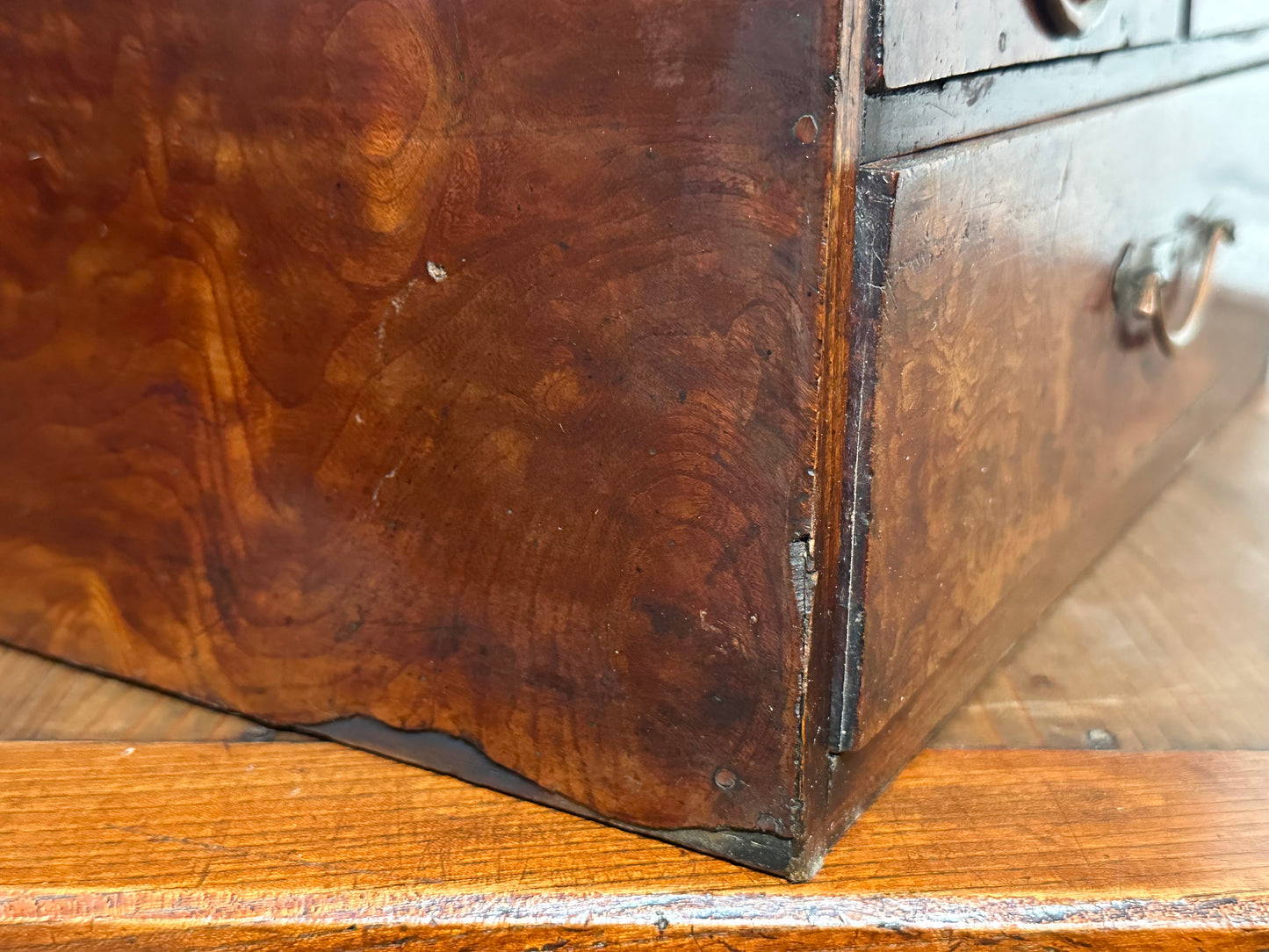 Antique Japanese 4 Drawer Kyodai Vanity Tansu Mullberry Wood 14" Haribako