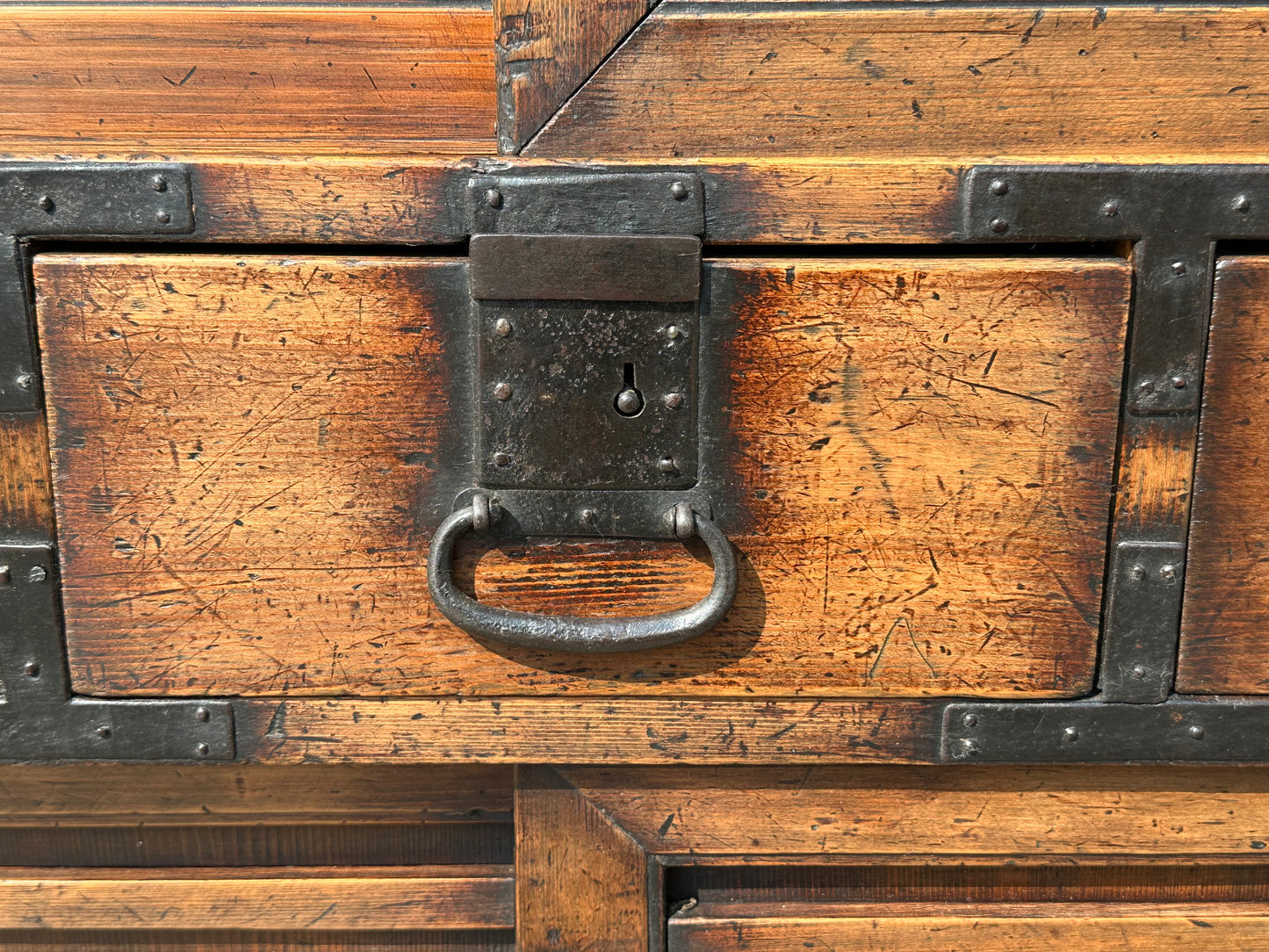 Antique Japanese Meiji Era (1868-1912) Chobadansu Document Chest 4 Drawer 37"H