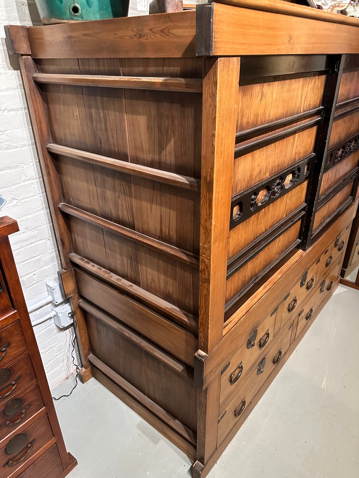 Antique Japanese Meiji Era c1880's Futondansu Blacket Chest Tansu 71"
