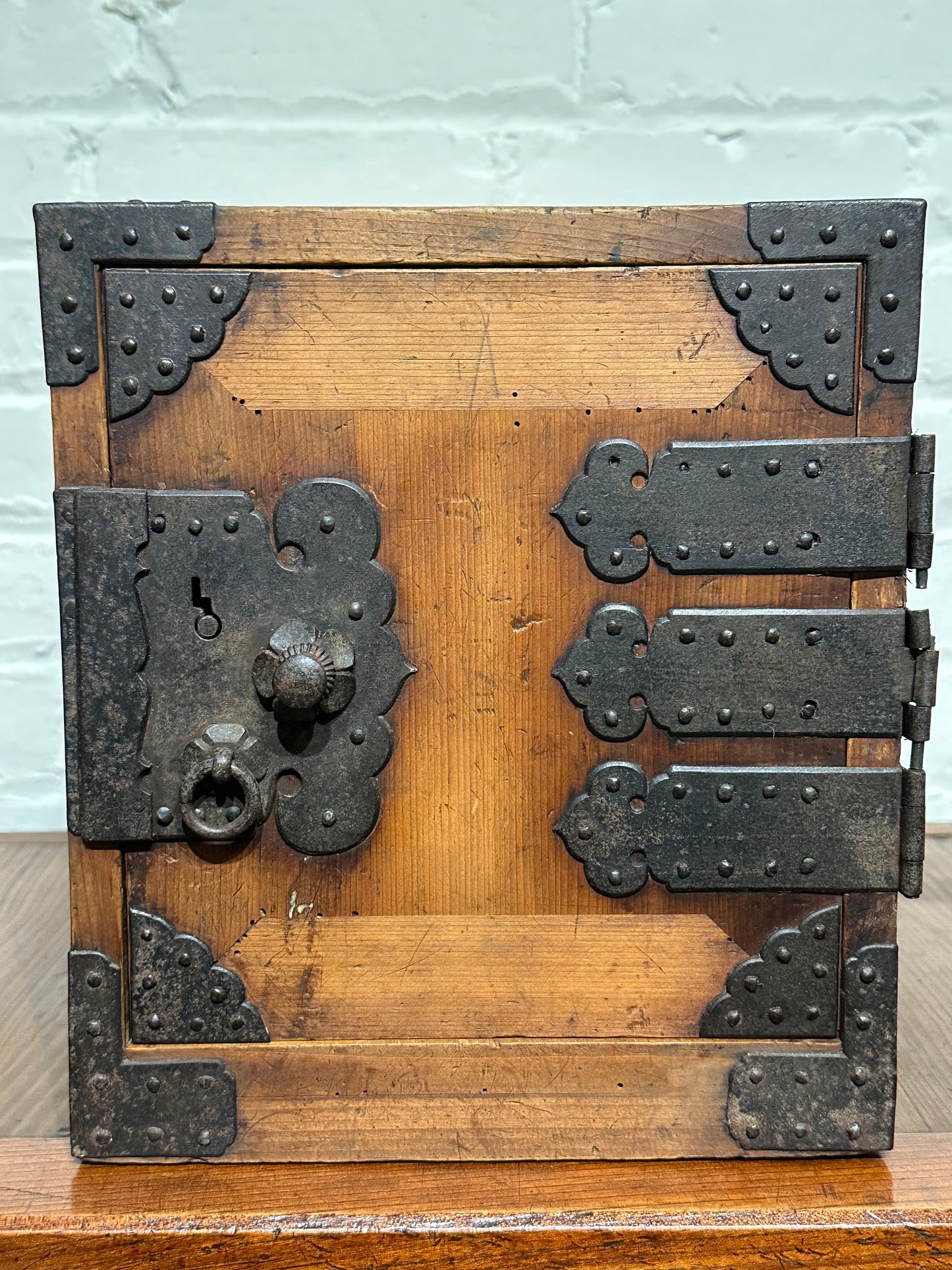 Antique Japanese Late Edo Era 3 Drawer Funadansu Sugi & Iron 16.5"