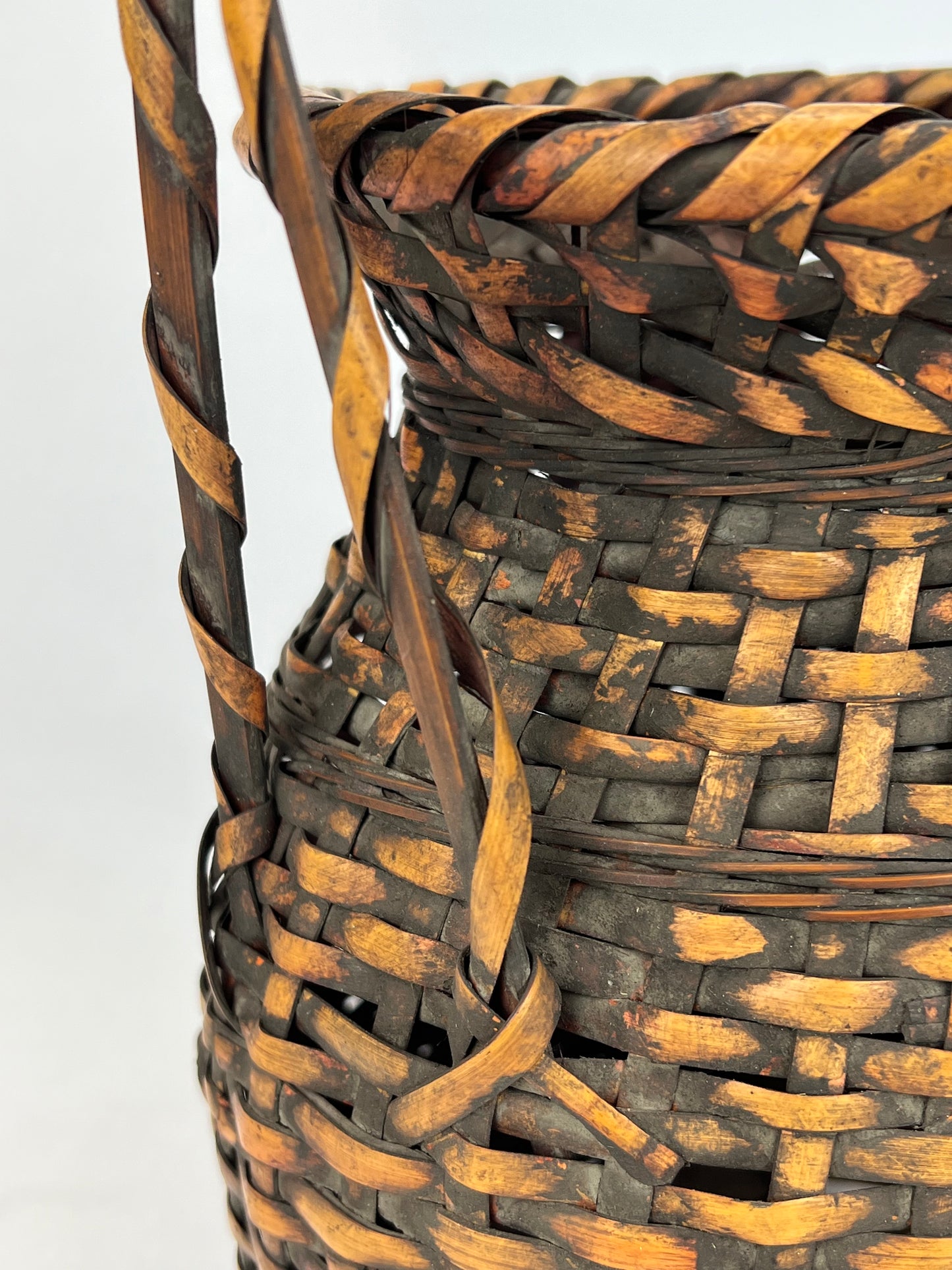 Antique Japanese Taisho Era c1920's Bamboo Kago Ikebana Basket 17"H
